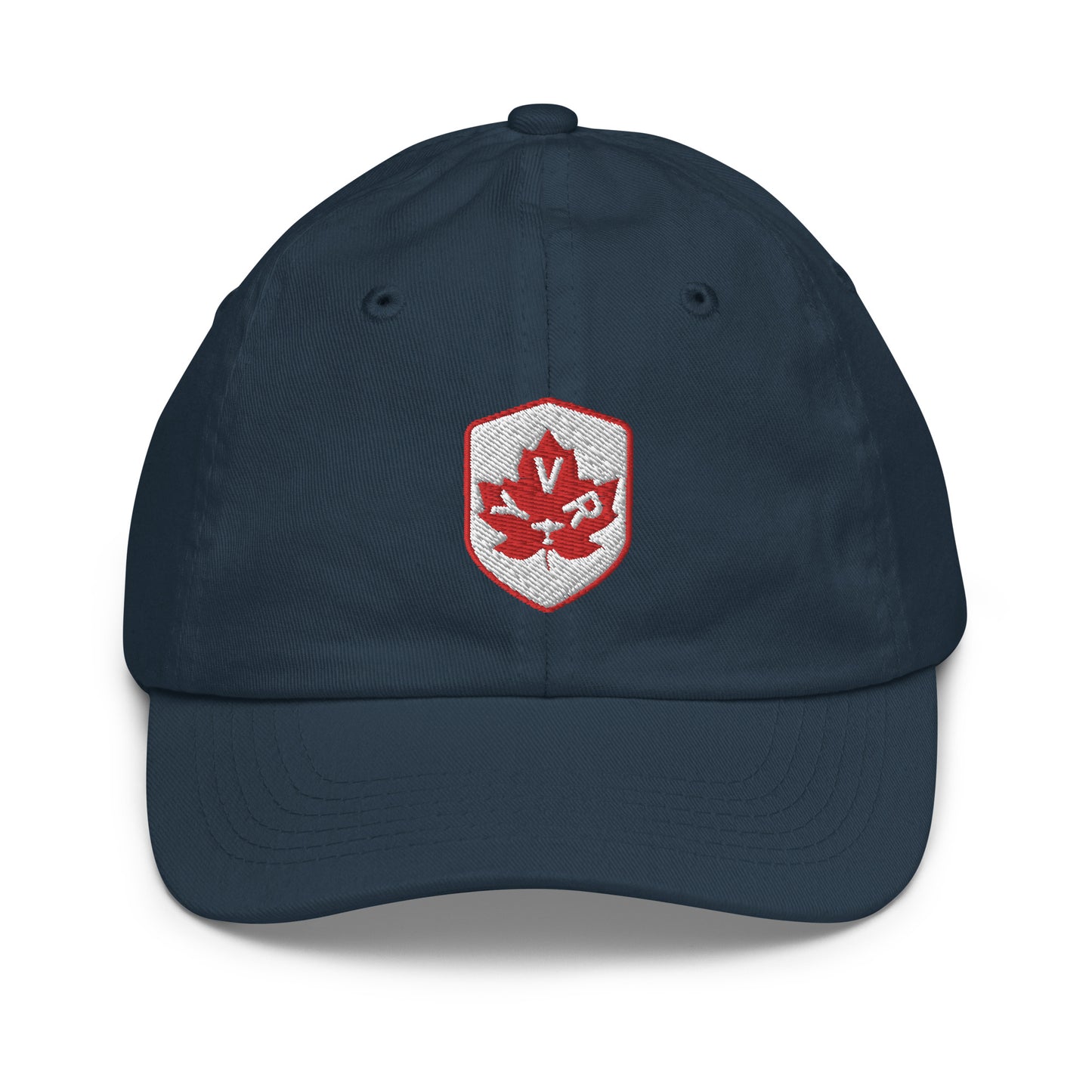 YVR Vancouver Kid's Baseball Cap • Maple Leaf Shield Design - Red & White • YHM Designs - Image 14