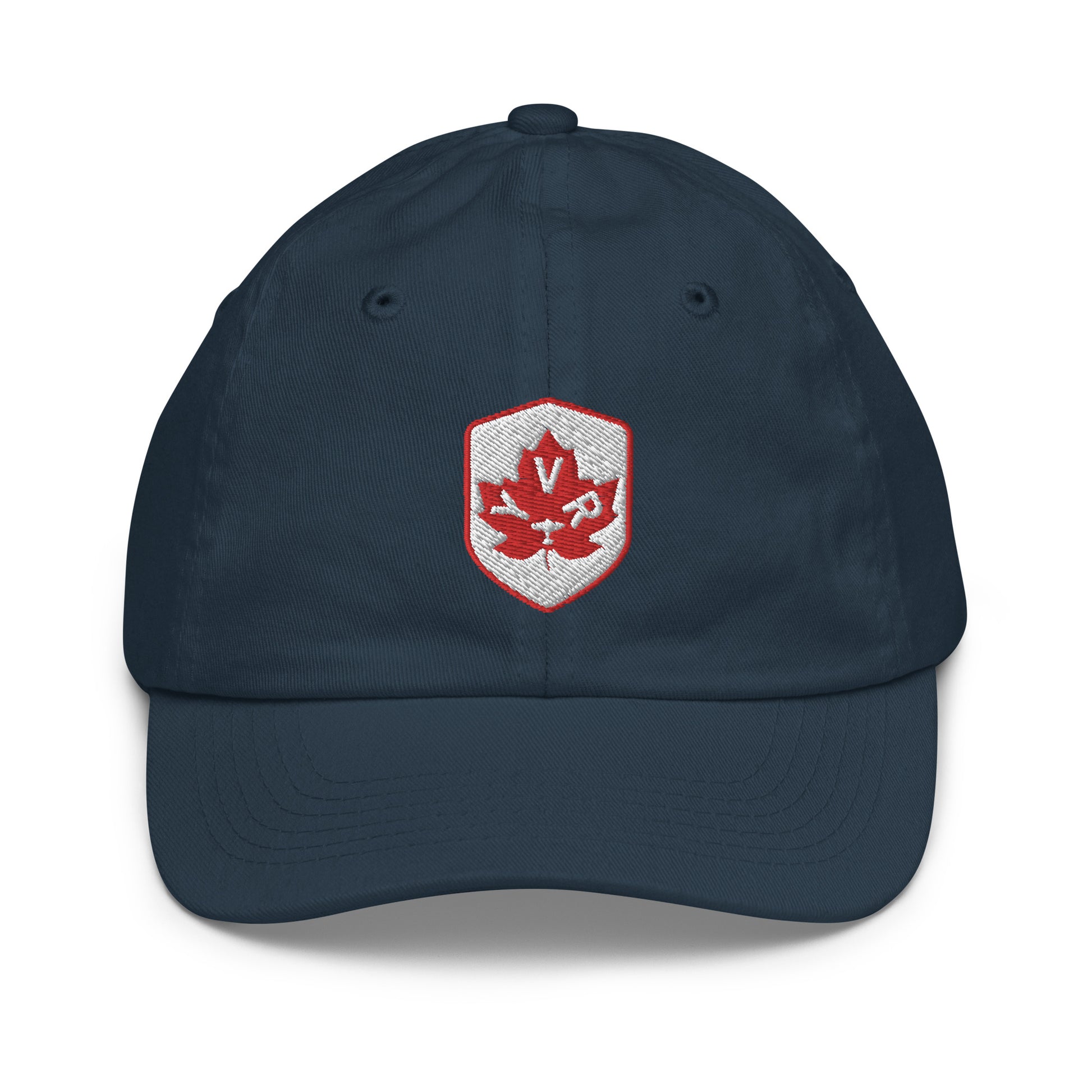 YVR Vancouver Kid's Baseball Cap • Maple Leaf Shield Design - Red & White • YHM Designs - Image 14