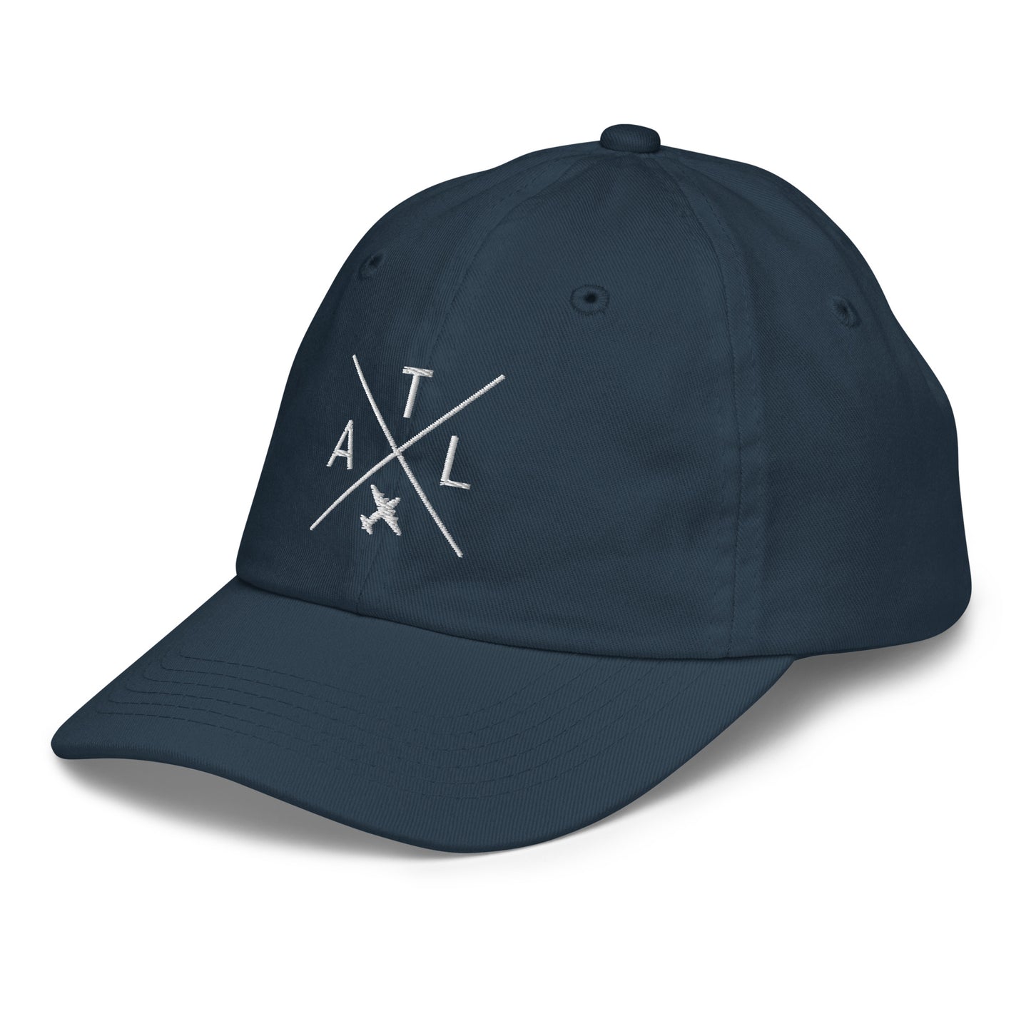 Crossed-X Kid's Baseball Cap - White • ATL Atlanta • YHM Designs - Image 16