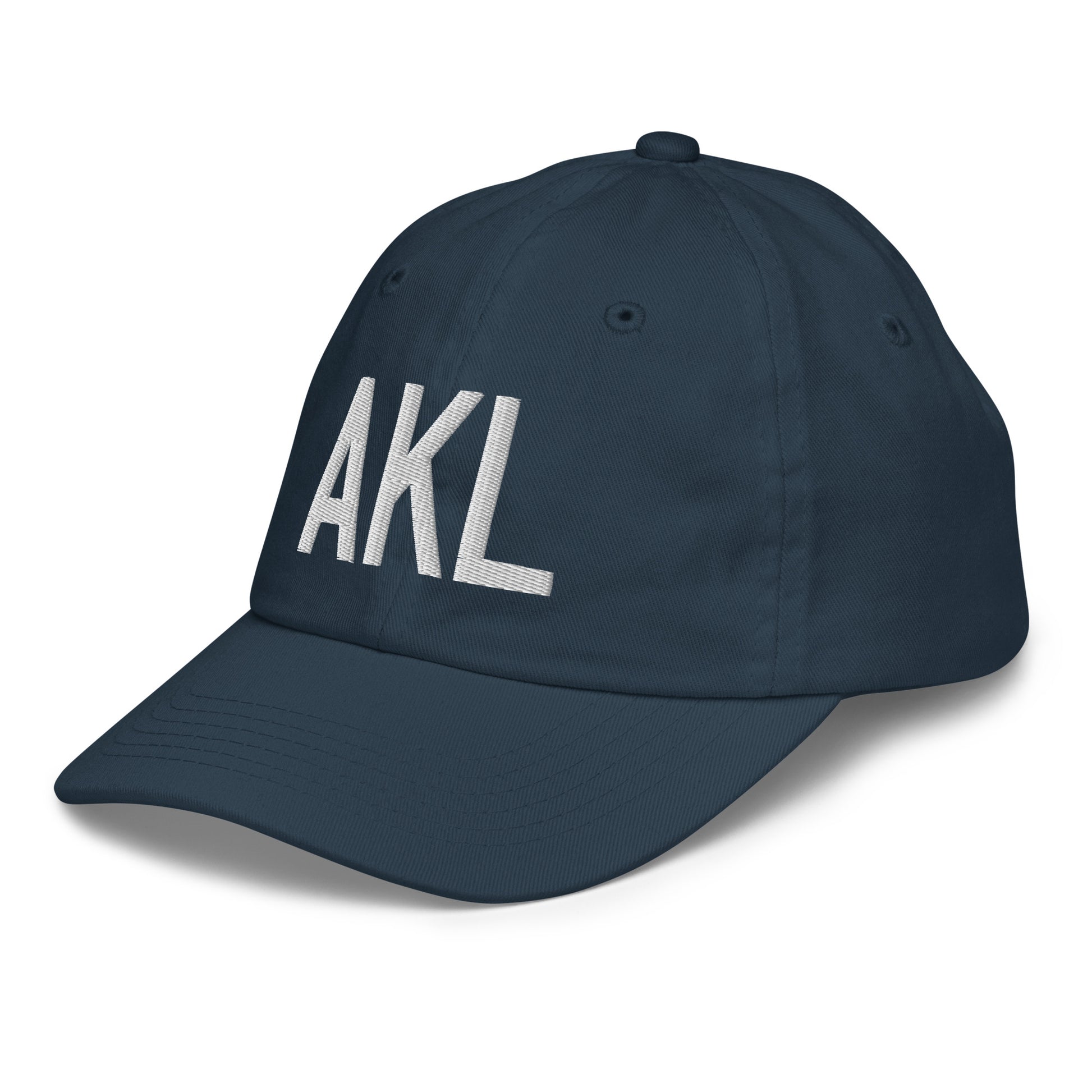 Airport Code Kid's Baseball Cap - White • AKL Auckland • YHM Designs - Image 16