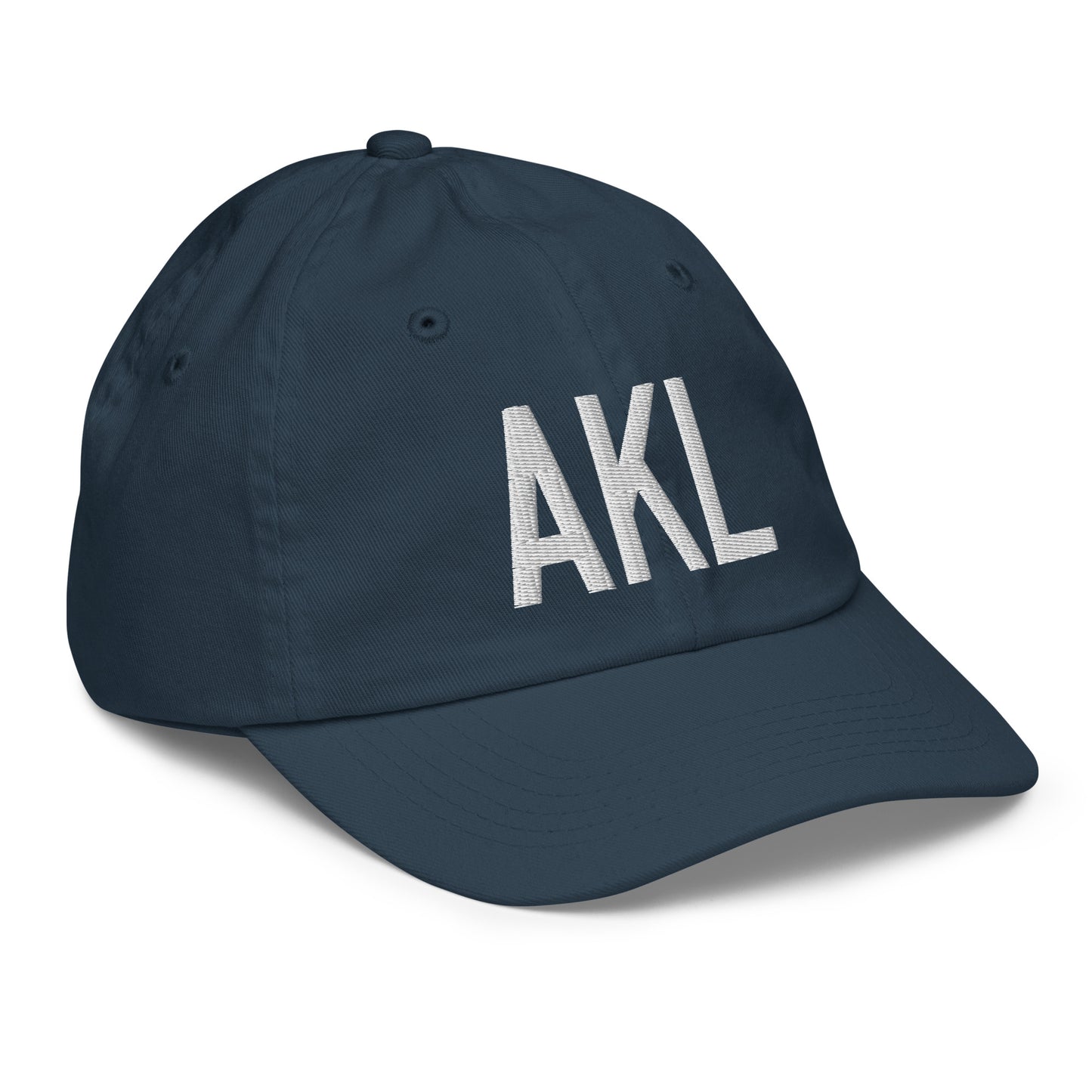 Airport Code Kid's Baseball Cap - White • AKL Auckland • YHM Designs - Image 15