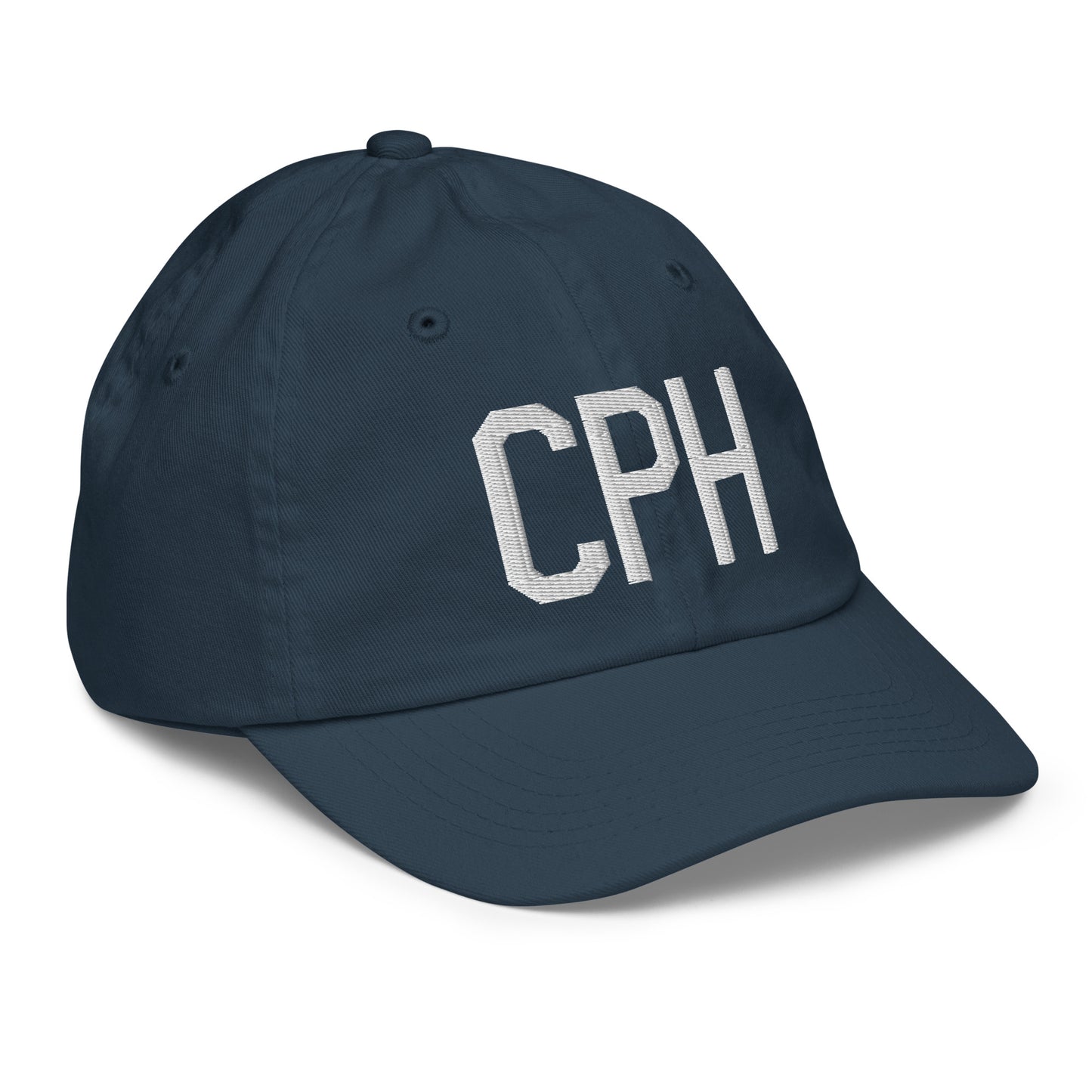 Airport Code Kid's Baseball Cap - White • CPH Copenhagen • YHM Designs - Image 15