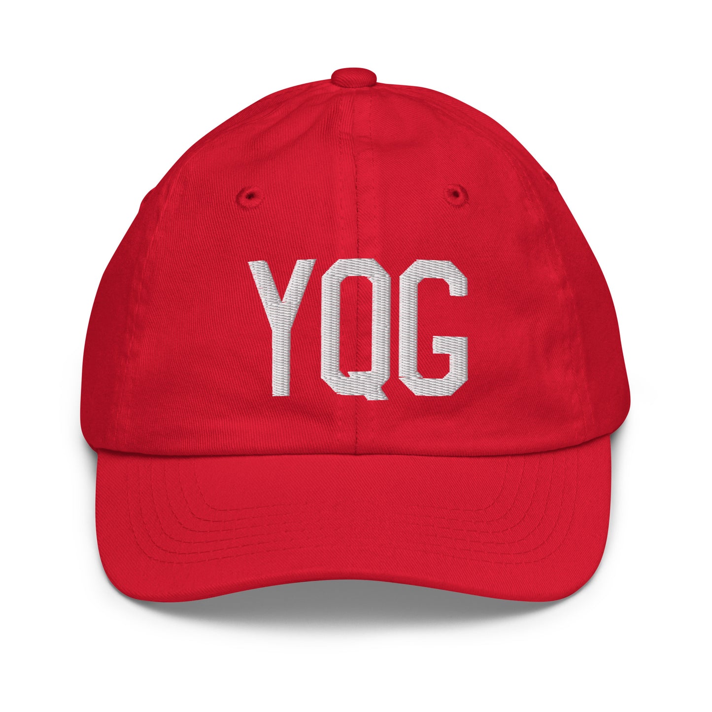 Airport Code Kid's Baseball Cap - White • YQG Windsor • YHM Designs - Image 17