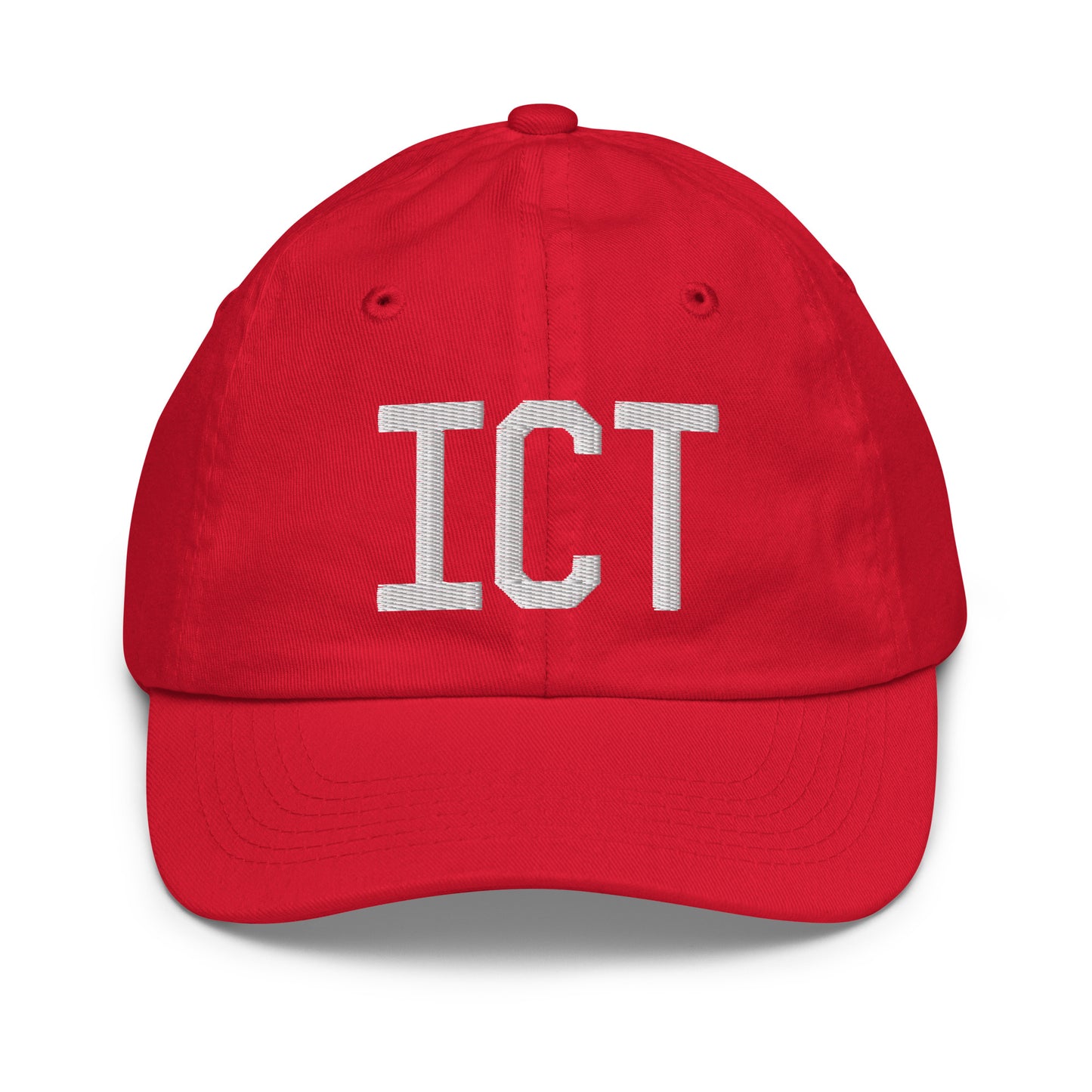 Airport Code Kid's Baseball Cap - White • ICT Wichita • YHM Designs - Image 17