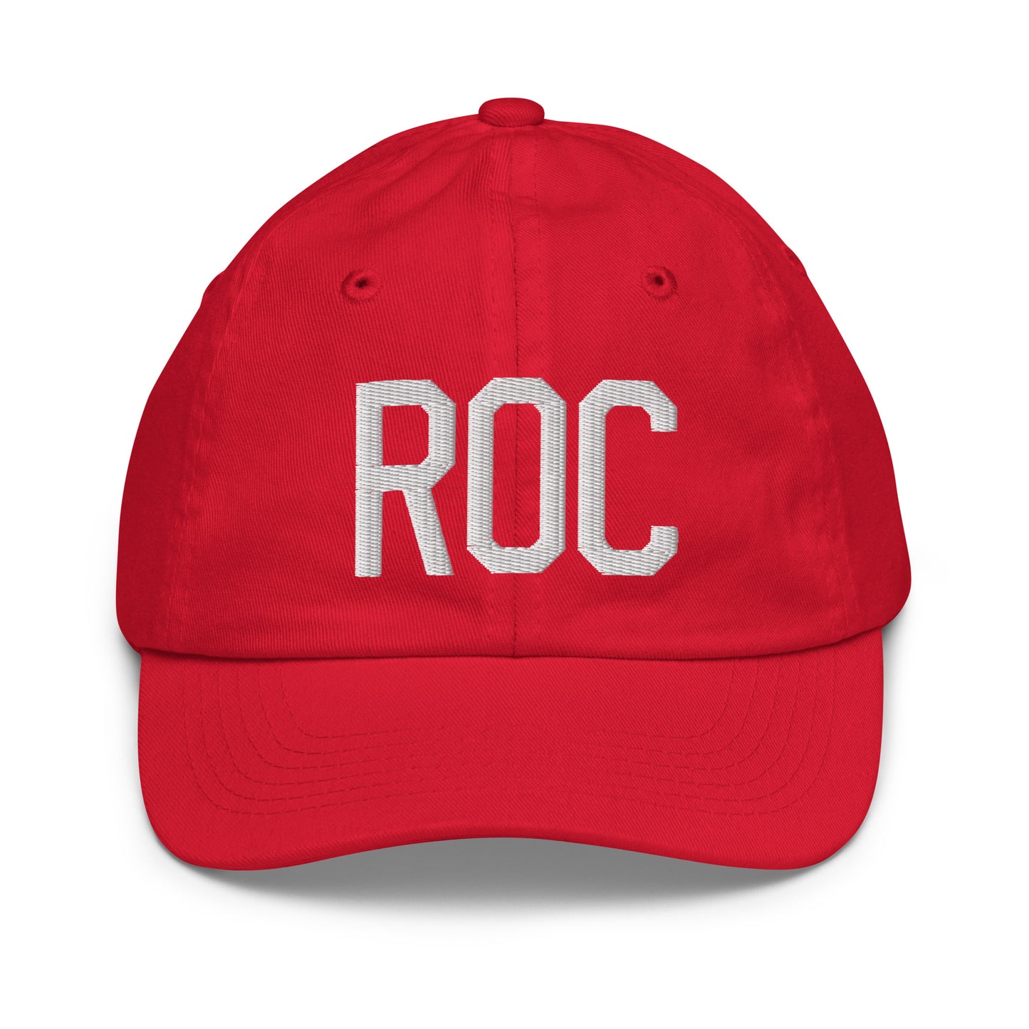 Airport Code Kid's Baseball Cap - White • ROC Rochester • YHM Designs - Image 17
