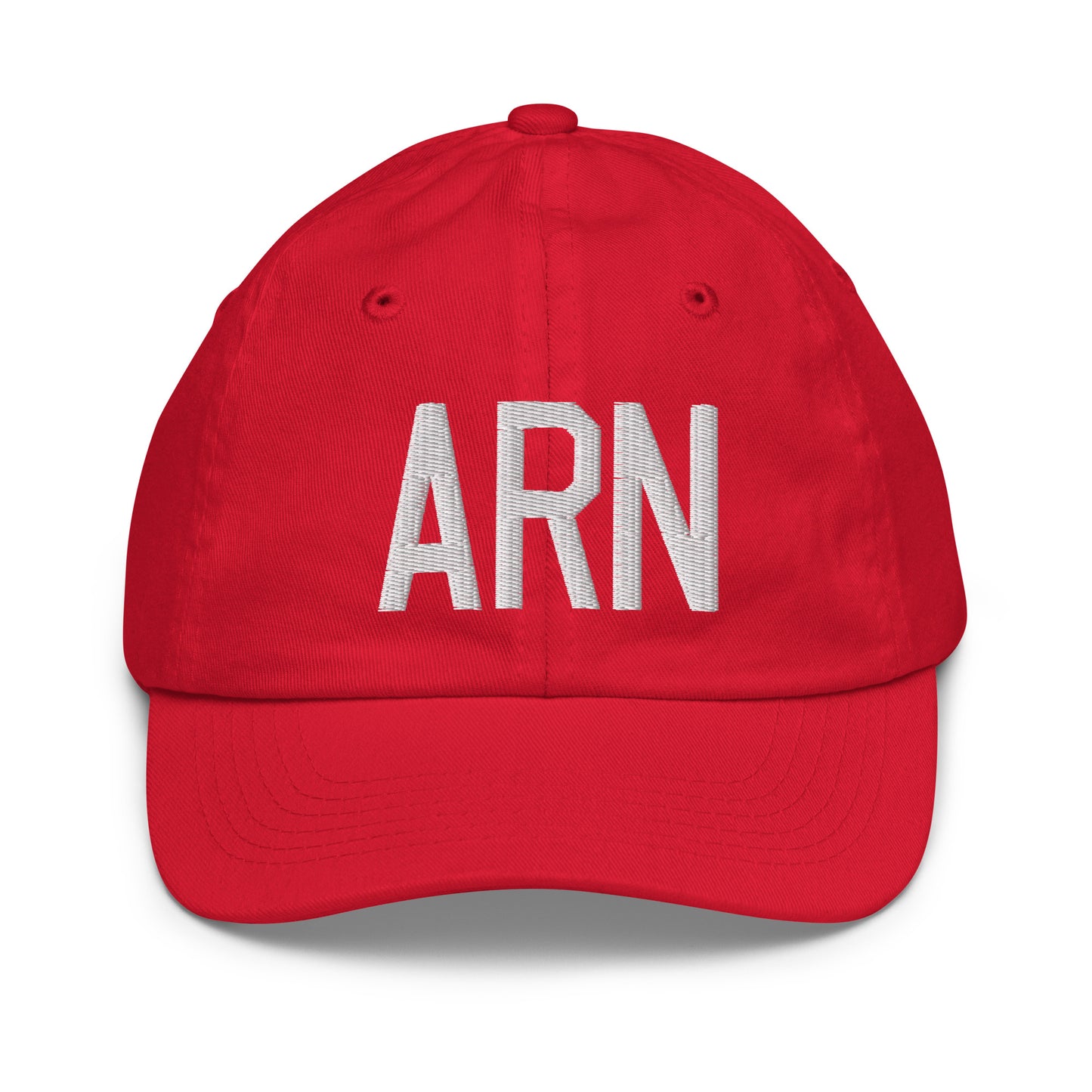 Airport Code Kid's Baseball Cap - White • ARN Stockholm • YHM Designs - Image 17