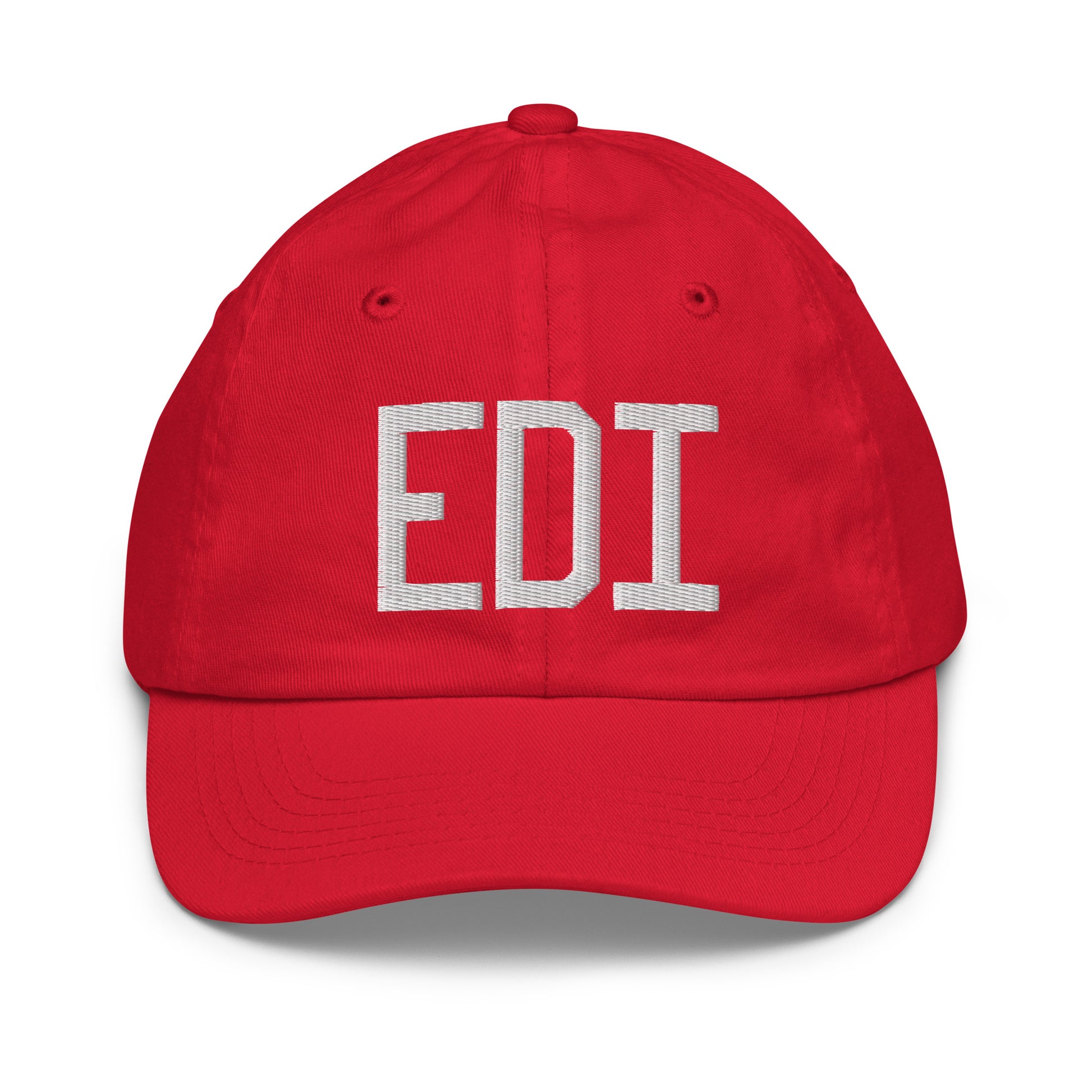 Airport Code Kid's Baseball Cap - White • EDI Edinburgh • YHM Designs - Image 17