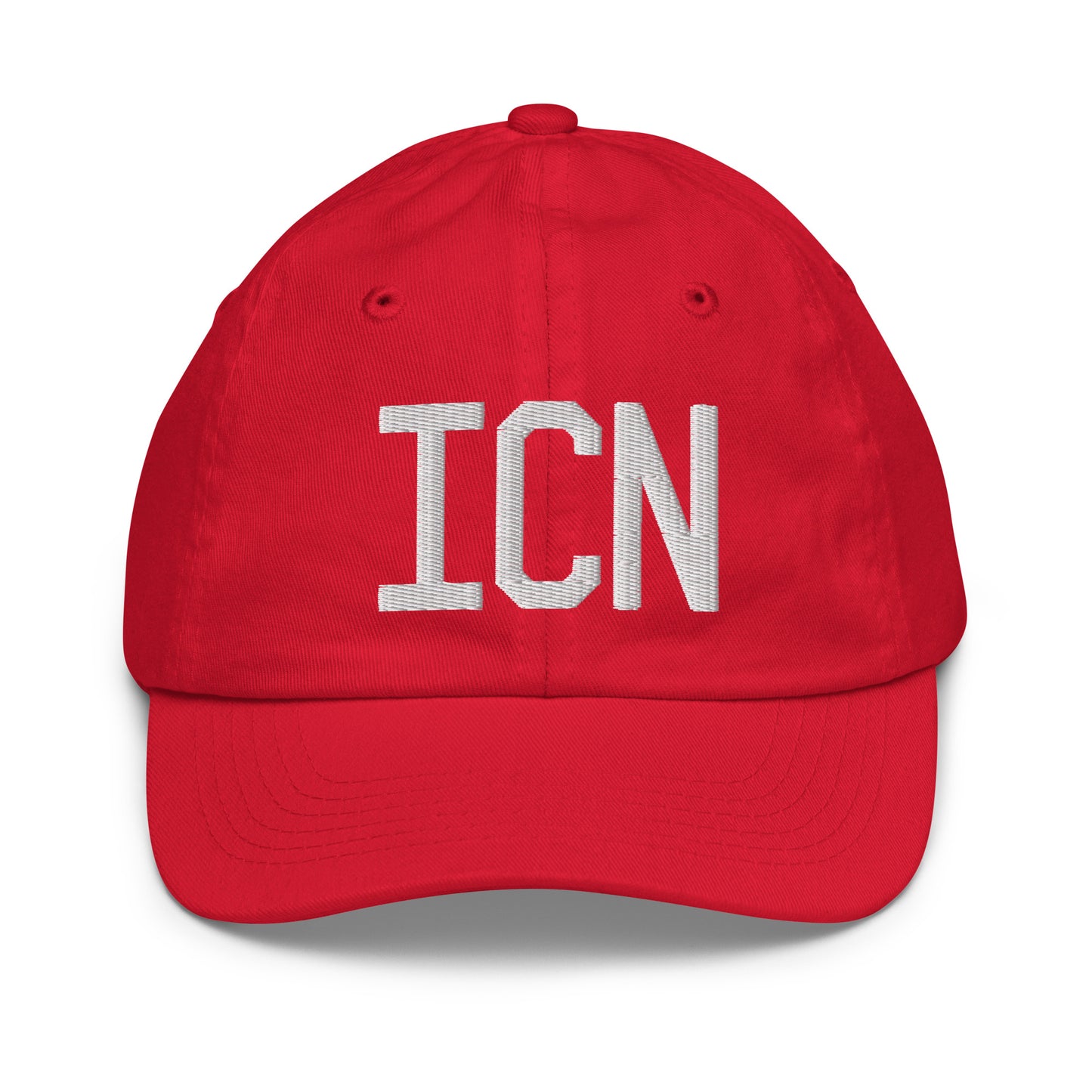 Airport Code Kid's Baseball Cap - White • ICN Seoul • YHM Designs - Image 17