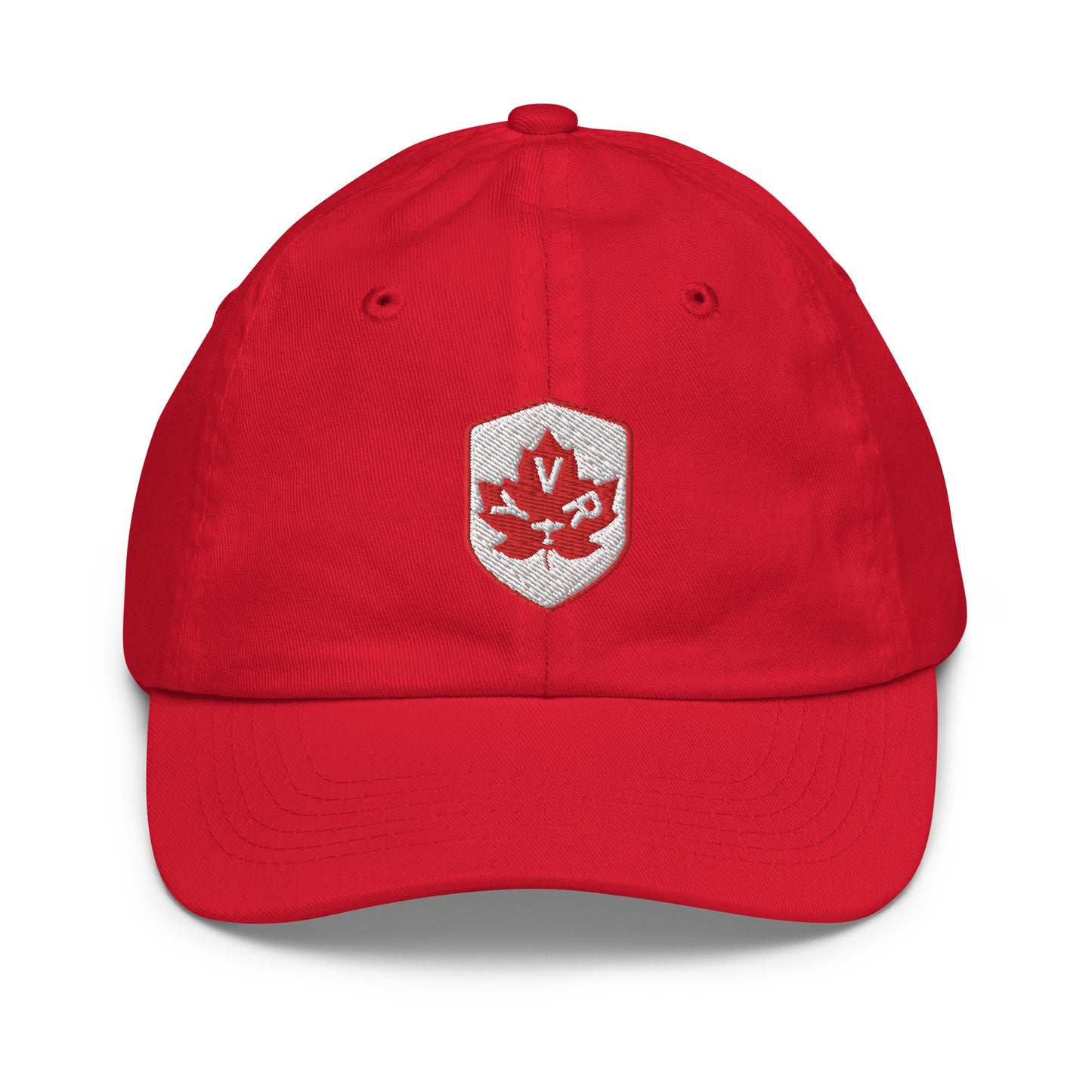 YVR Vancouver Kid's Baseball Cap • Maple Leaf Shield Design - Red & White • YHM Designs - Image 16