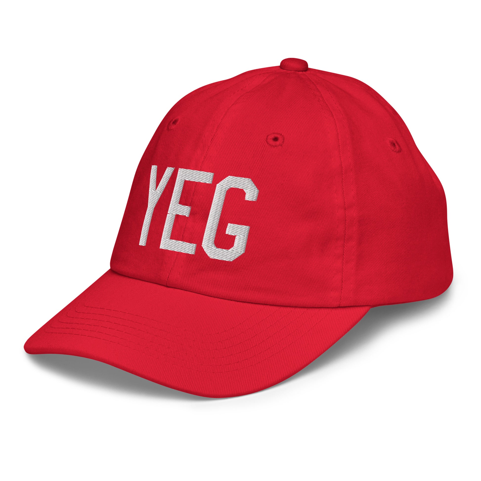 Airport Code Kid's Baseball Cap - White • YEG Edmonton • YHM Designs - Image 19