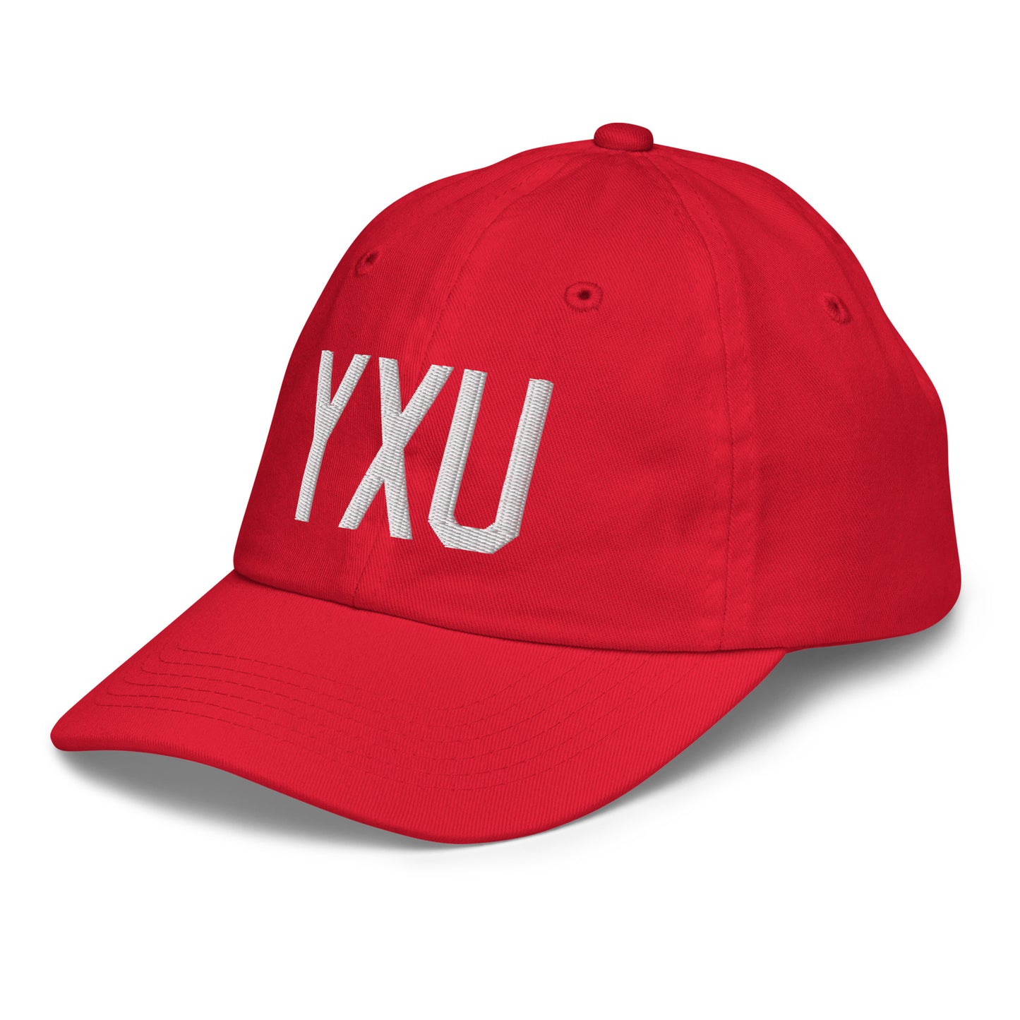 Airport Code Kid's Baseball Cap - White • YXU London • YHM Designs - Image 19