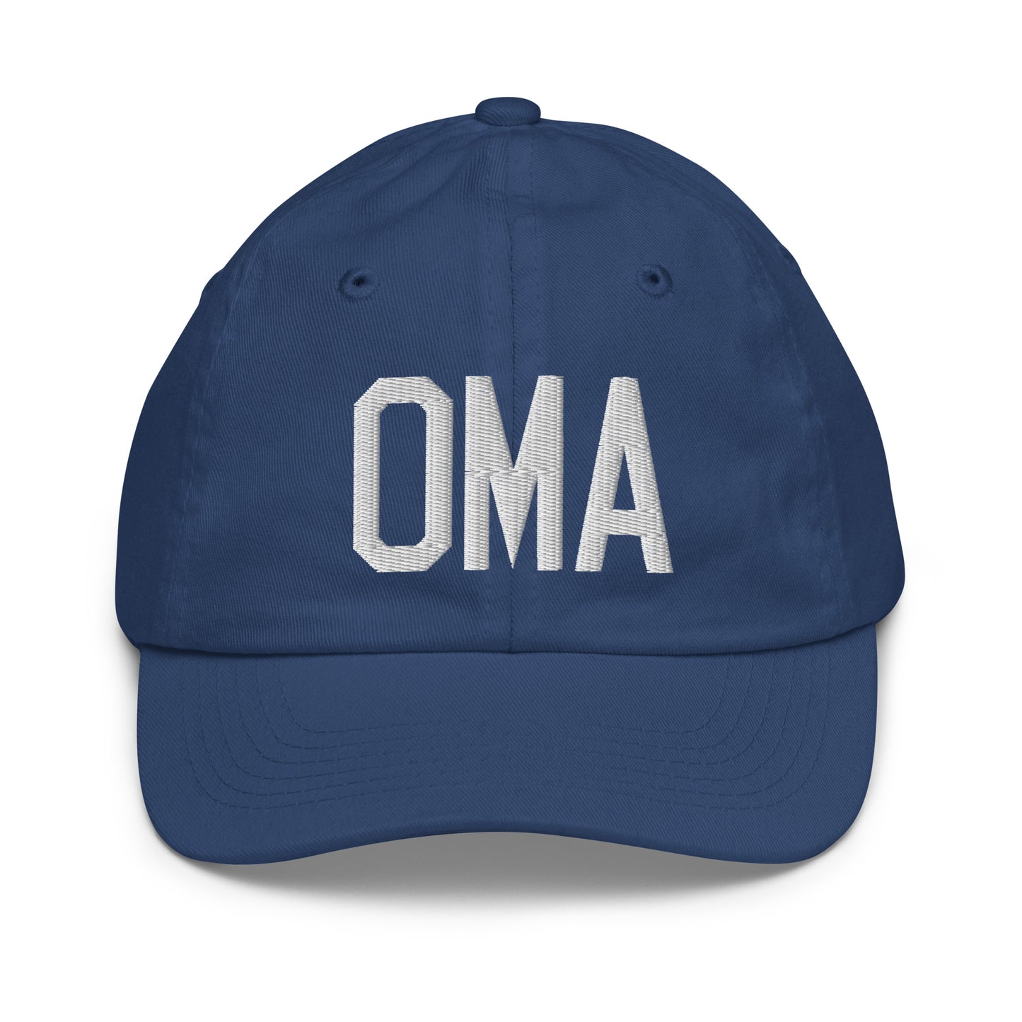 Airport Code Kid's Baseball Cap - White • OMA Omaha • YHM Designs - Image 20