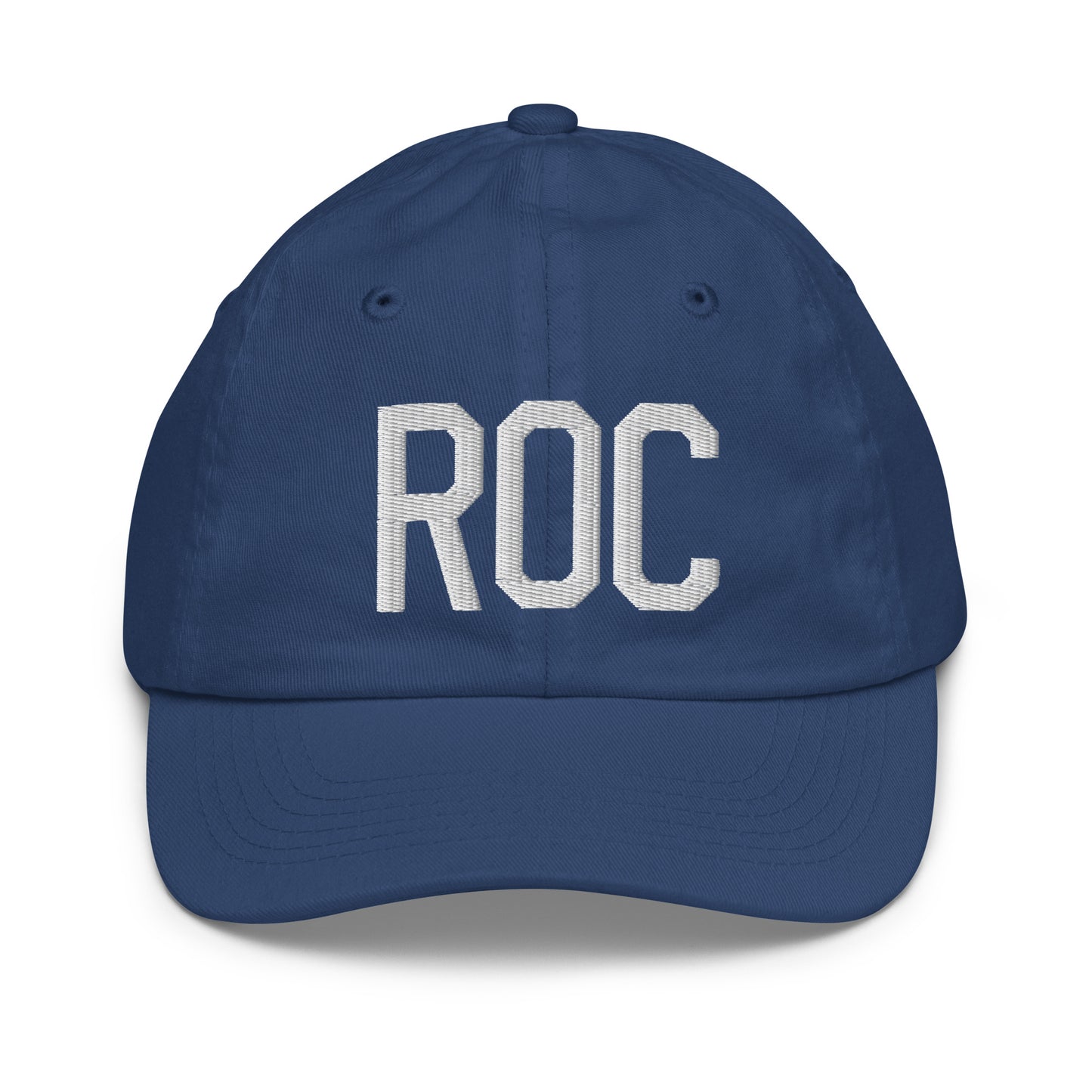 Airport Code Kid's Baseball Cap - White • ROC Rochester • YHM Designs - Image 20