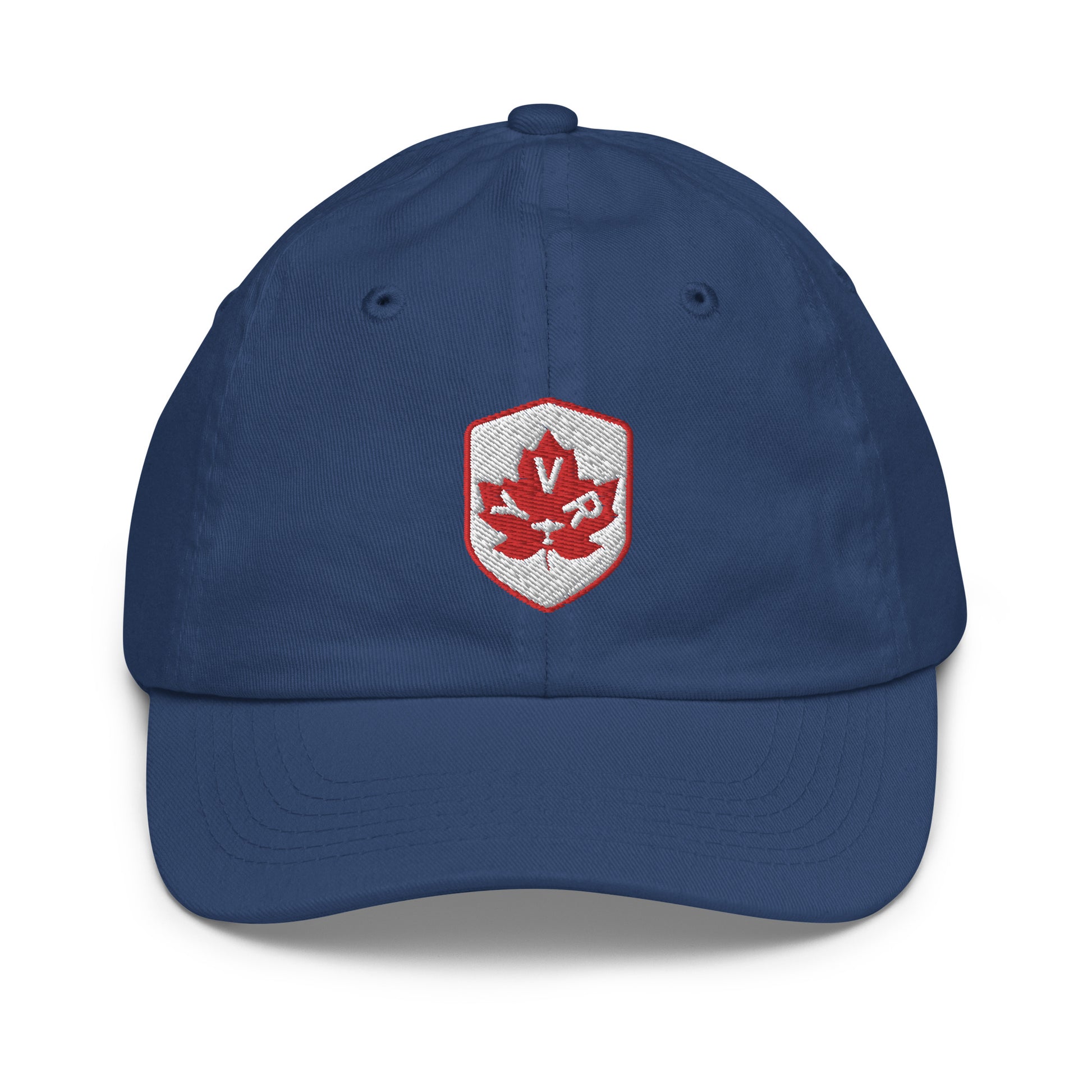 YVR Vancouver Kid's Baseball Cap • Maple Leaf Shield Design - Red & White • YHM Designs - Image 18
