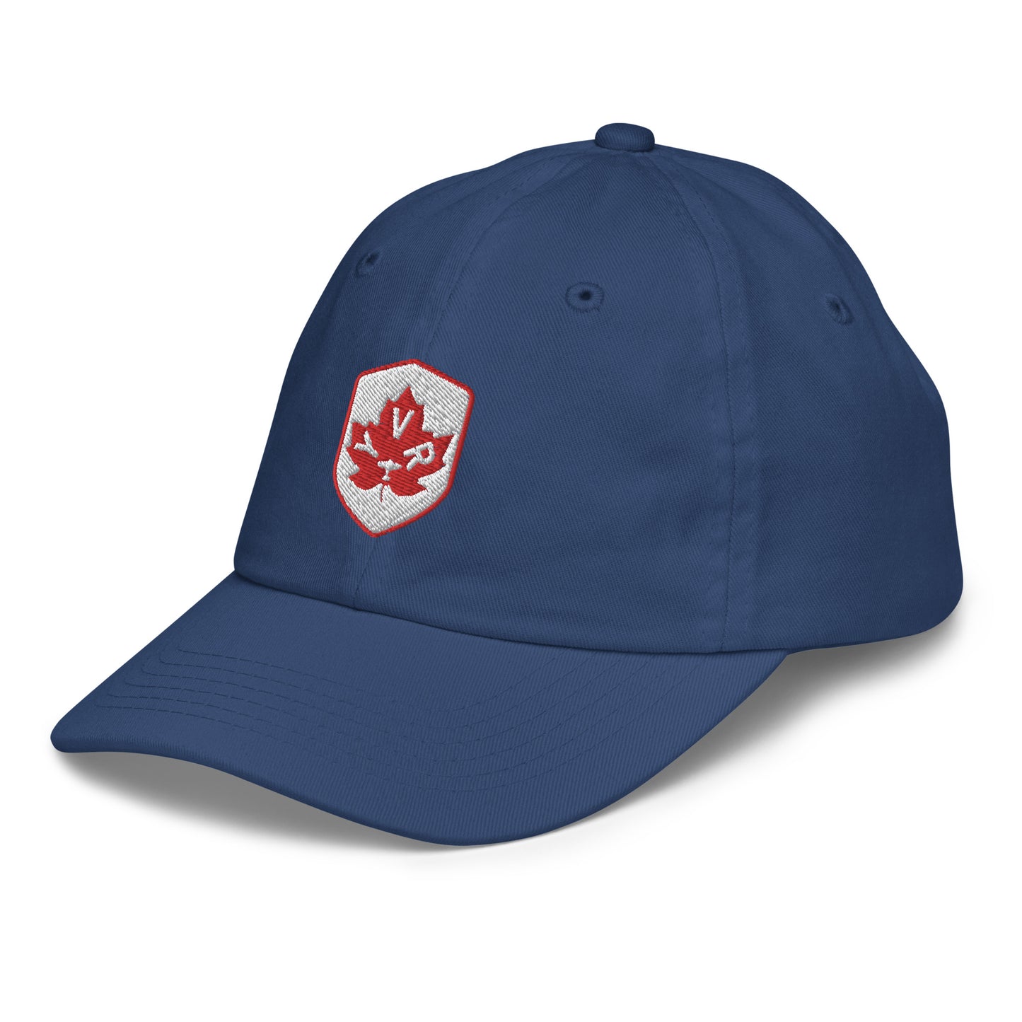 YVR Vancouver Kid's Baseball Cap • Maple Leaf Shield Design - Red & White • YHM Designs - Image 19
