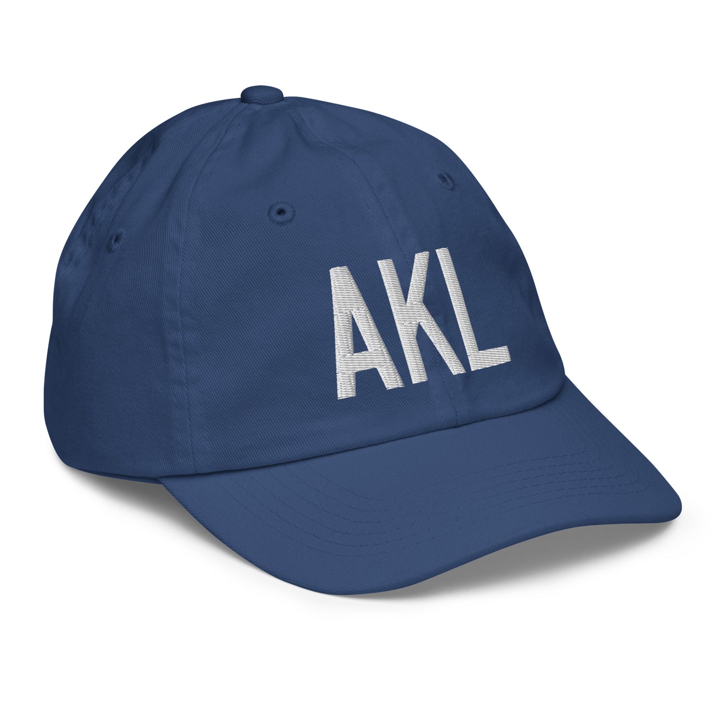 Airport Code Kid's Baseball Cap - White • AKL Auckland • YHM Designs - Image 21