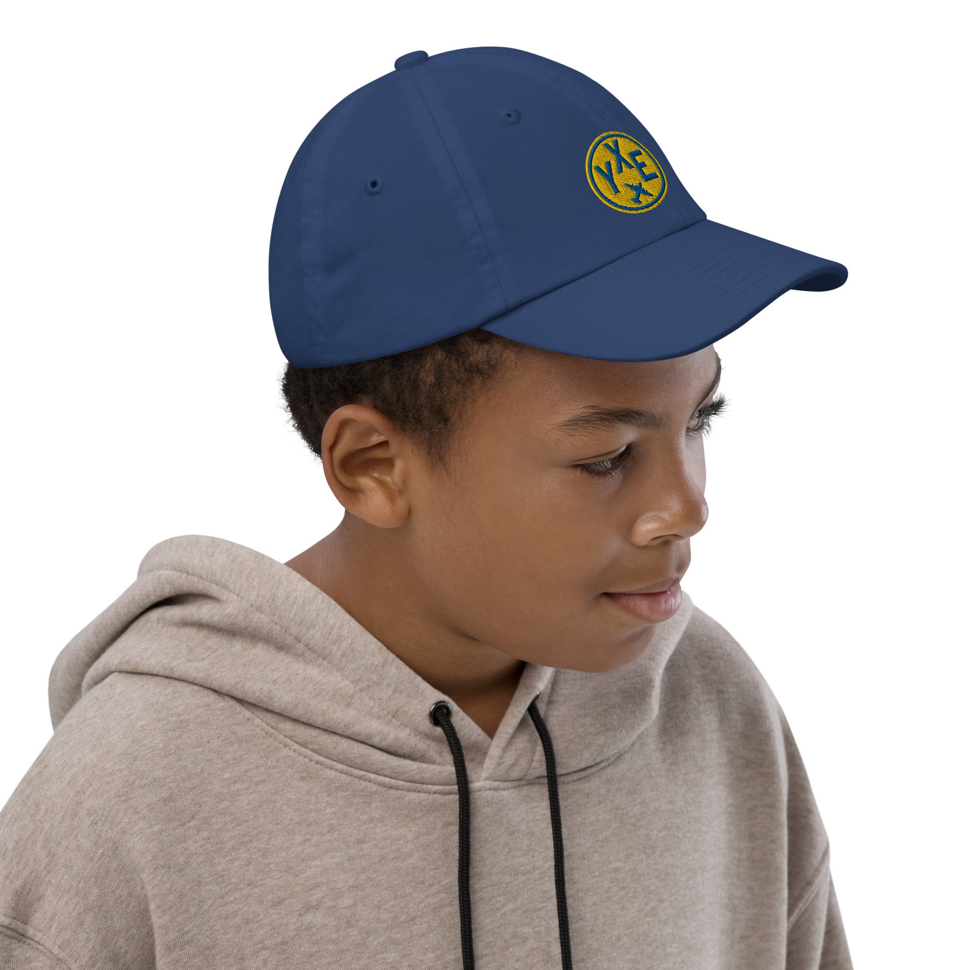 Roundel Kid's Baseball Cap - Gold • YXE Saskatoon • YHM Designs - Image 06