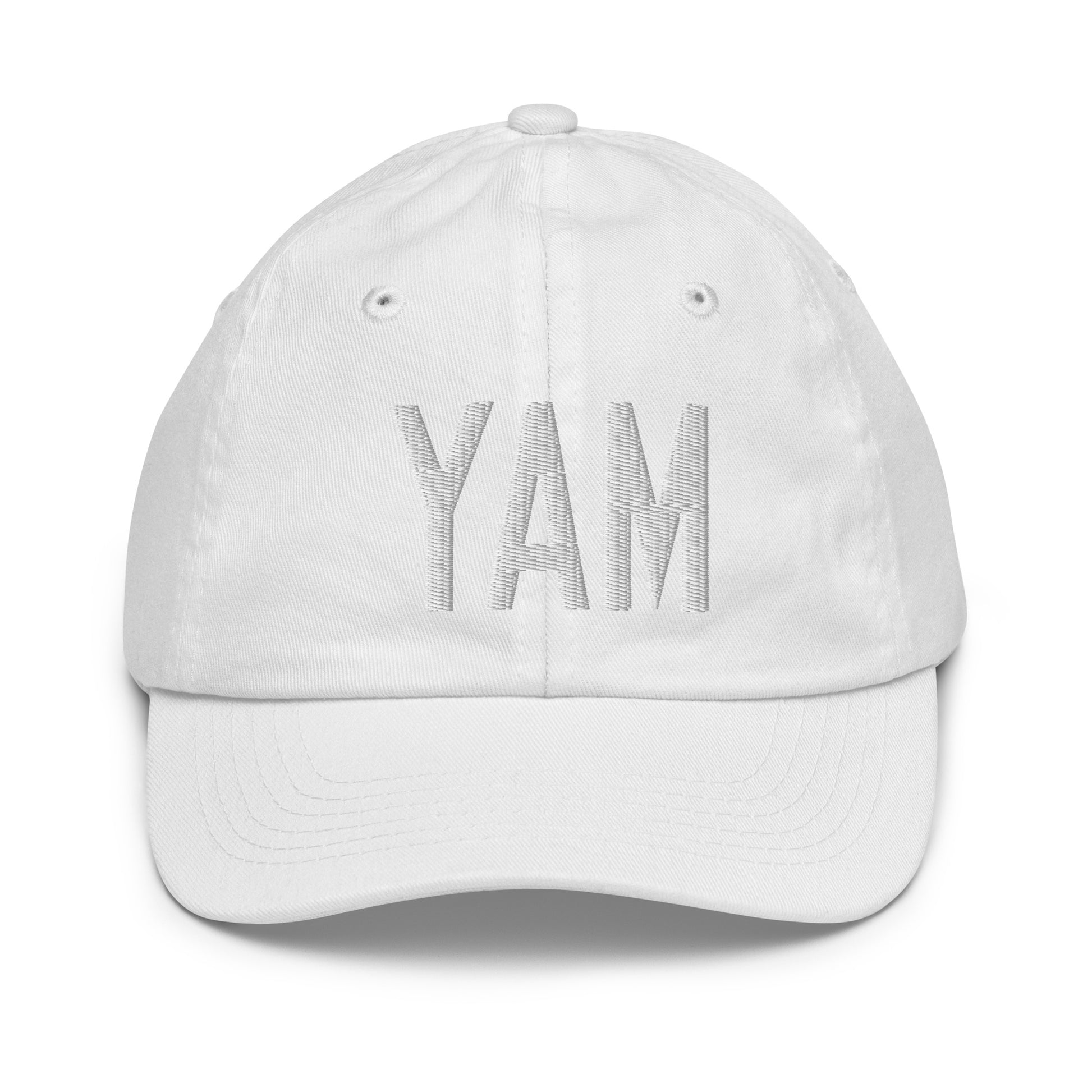 Airport Code Kid's Baseball Cap - White • YAM Sault-Ste-Marie • YHM Designs - Image 34