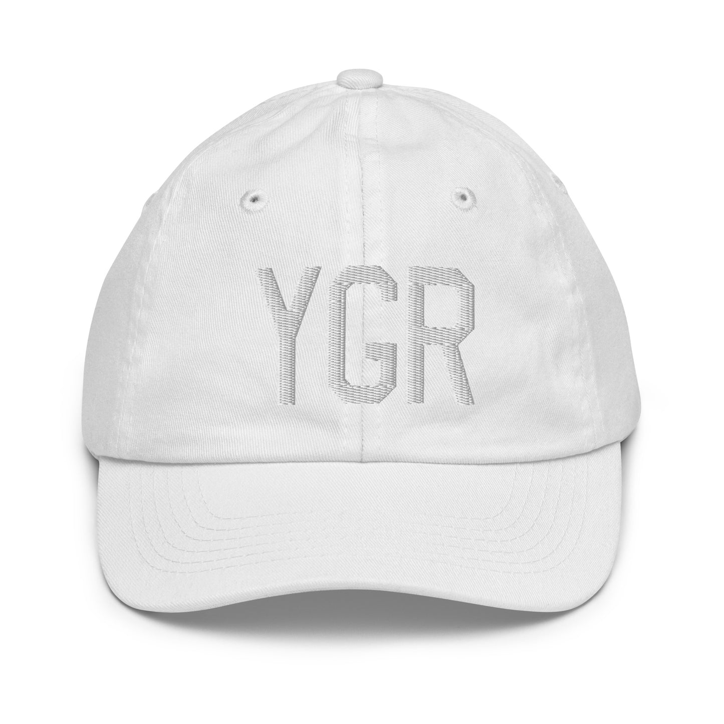 Airport Code Kid's Baseball Cap - White • YGR Îles-de-la-Madeleine • YHM Designs - Image 34