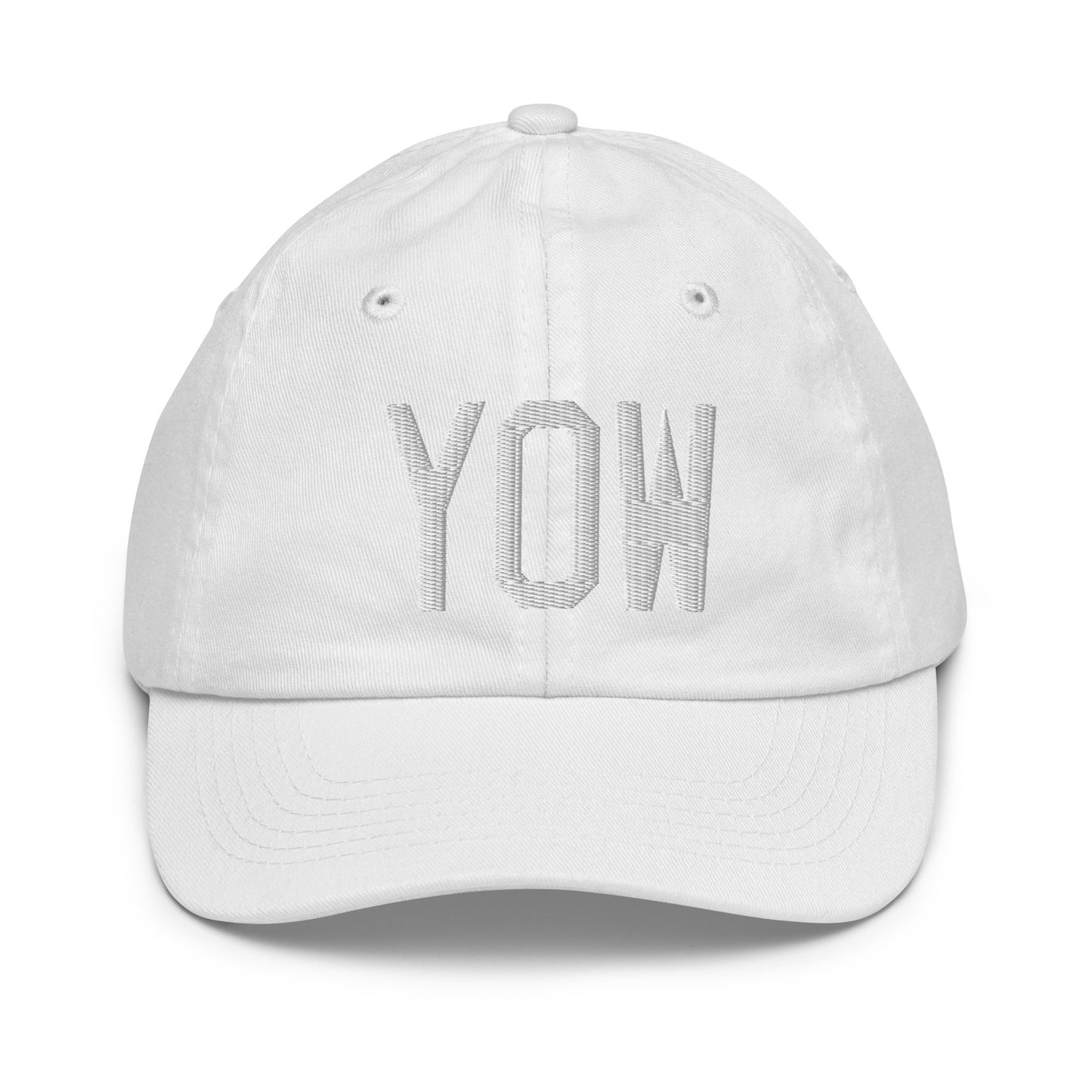 Airport Code Kid's Baseball Cap - White • YOW Ottawa • YHM Designs - Image 34