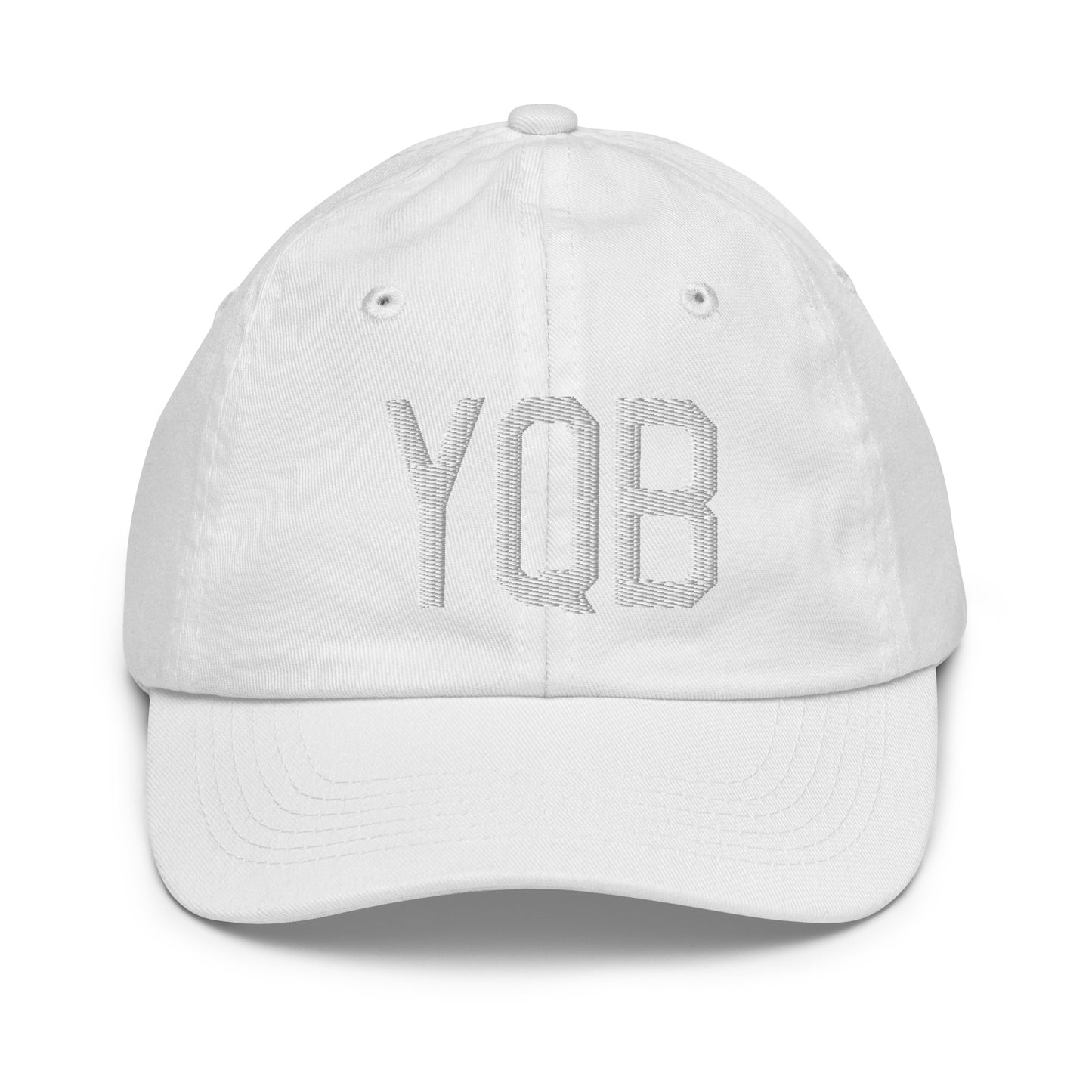 Airport Code Kid's Baseball Cap - White • YQB Quebec City • YHM Designs - Image 34