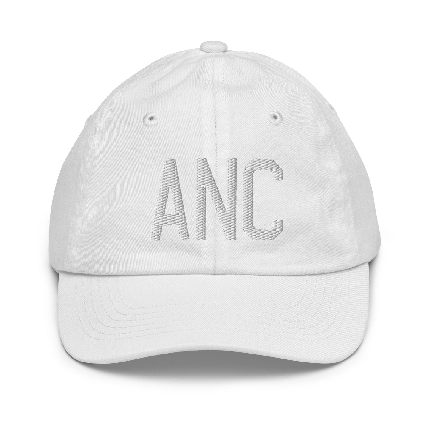 Airport Code Kid's Baseball Cap - White • ANC Anchorage • YHM Designs - Image 34