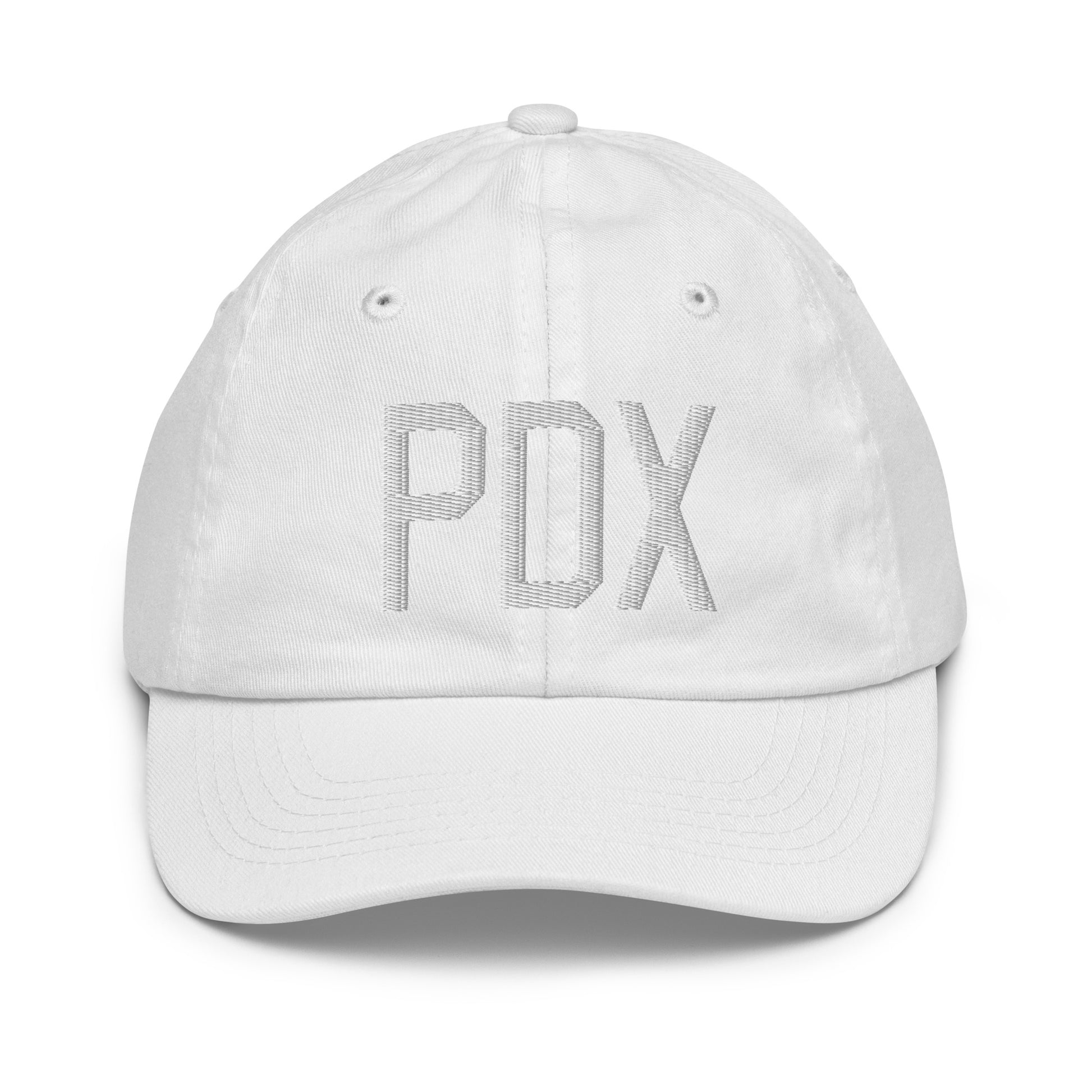 Airport Code Kid's Baseball Cap - White • PDX Portland • YHM Designs - Image 34