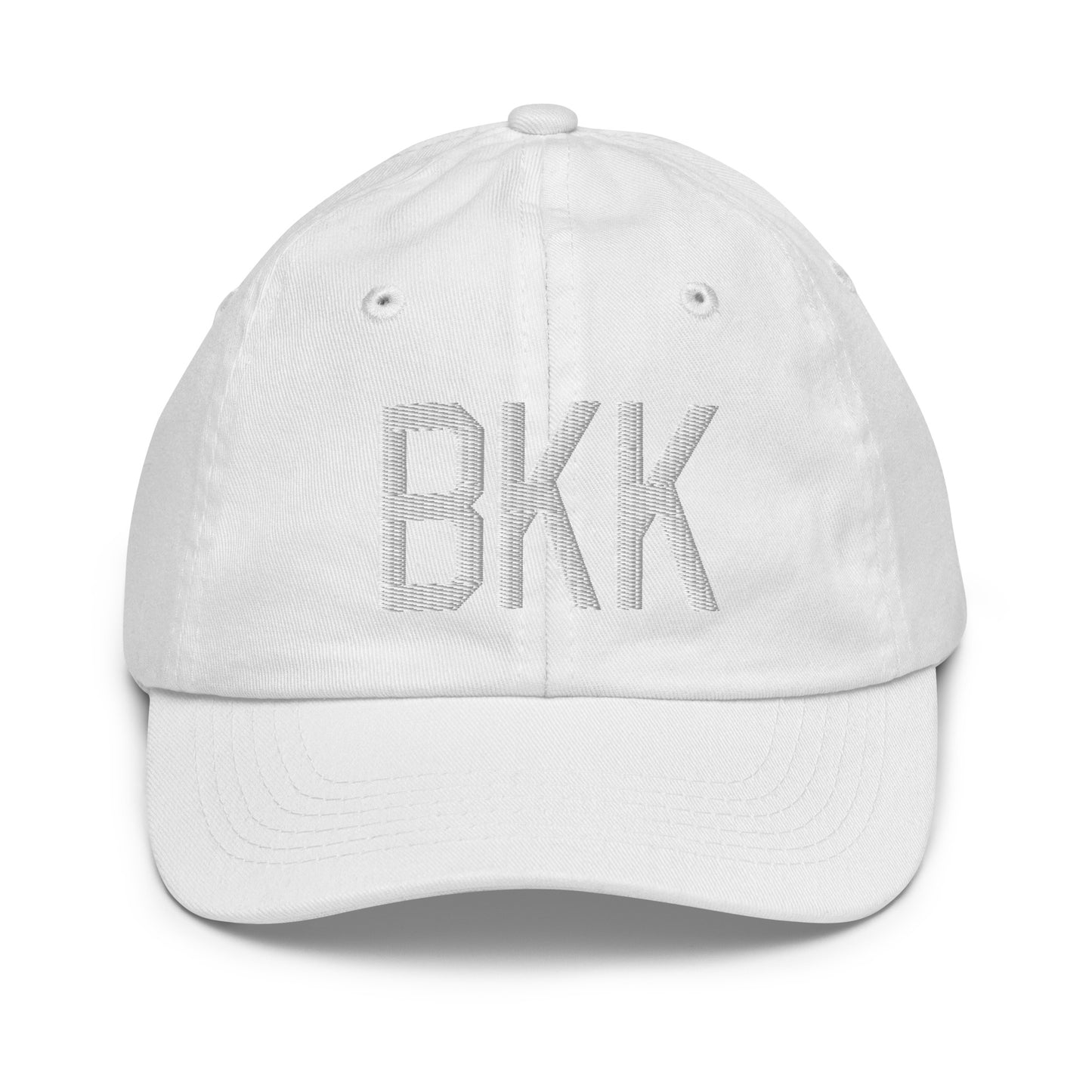 Airport Code Kid's Baseball Cap - White • BKK Bangkok • YHM Designs - Image 34