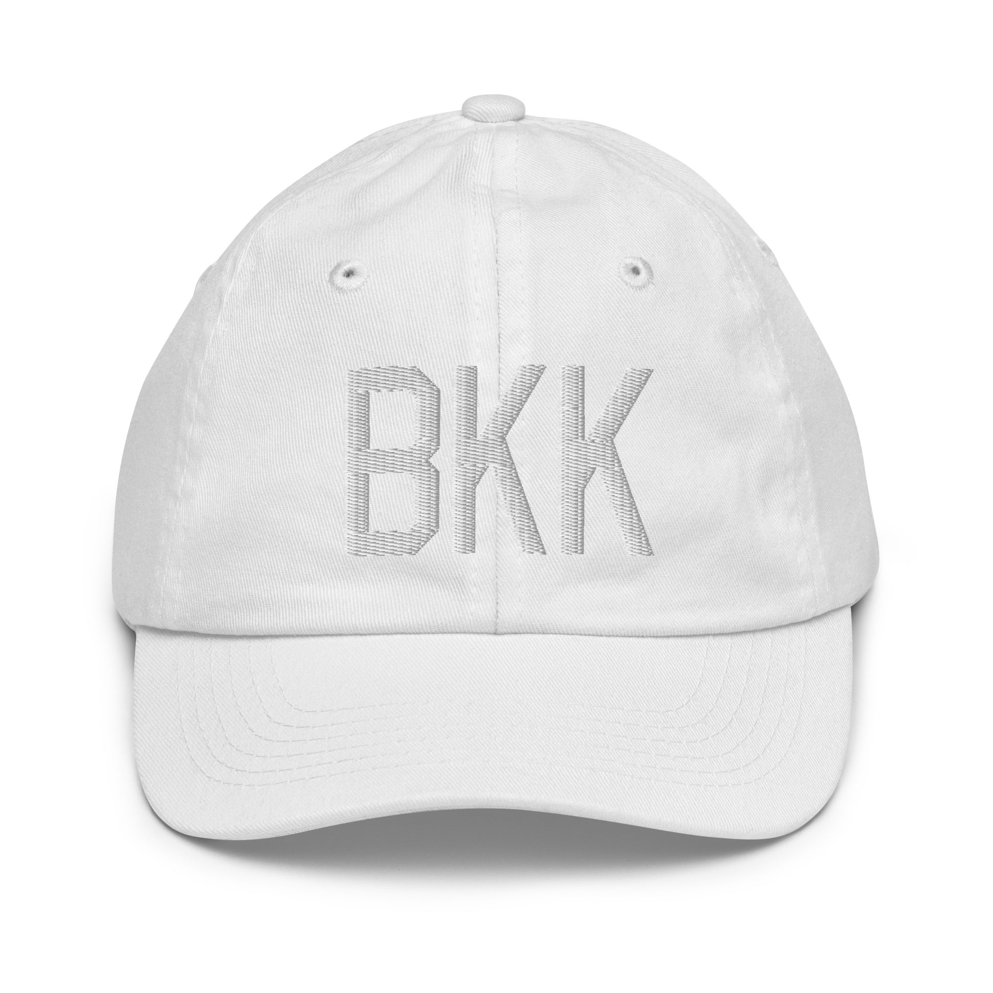 Airport Code Kid's Baseball Cap - White • BKK Bangkok • YHM Designs - Image 34