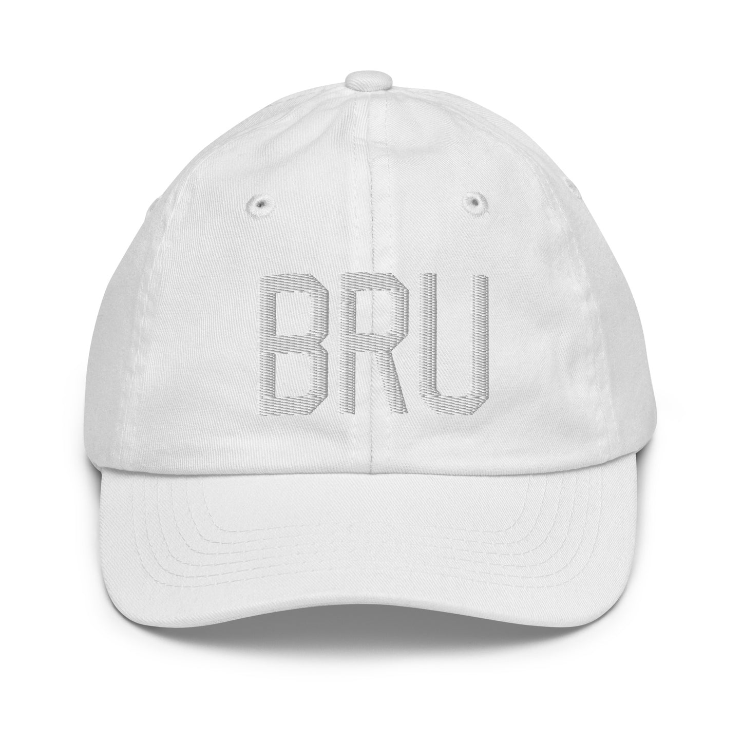 Airport Code Kid's Baseball Cap - White • BRU Brussels • YHM Designs - Image 34