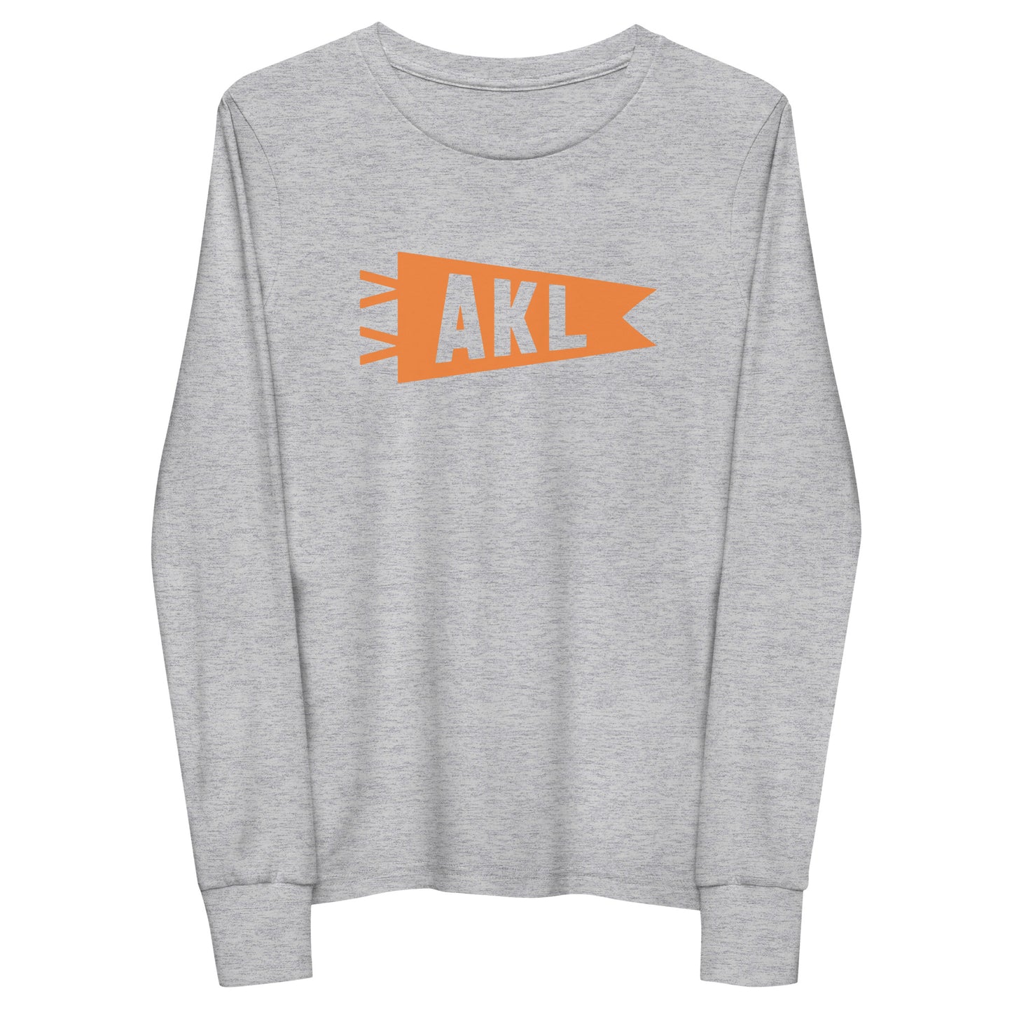 Kid's Airport Code Long-Sleeve Tee - Orange Graphic • AKL Auckland • YHM Designs - Image 11