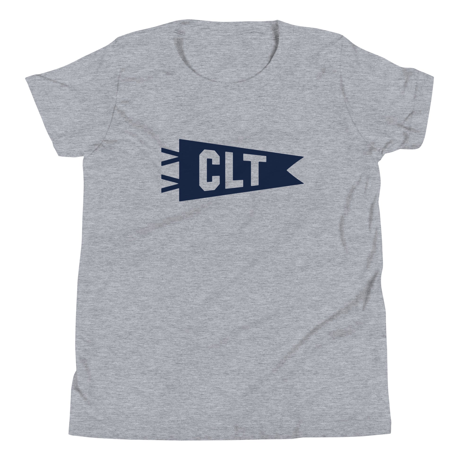 Kid's Airport Code Tee - Navy Blue Graphic • CLT Charlotte • YHM Designs - Image 01