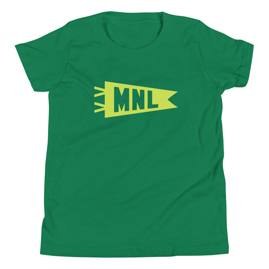 MNL Manila Kid's T-Shirt • Banner Design in Green • YHM Designs - Image 02