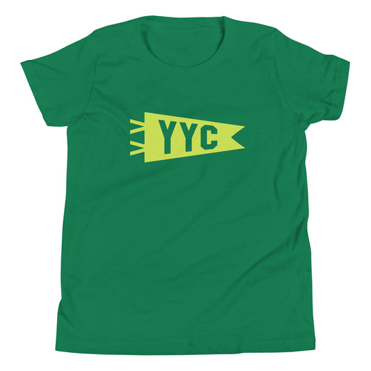 YYC Calgary Kid's T-Shirt • Banner Design in Green • YHM Designs - Image 02