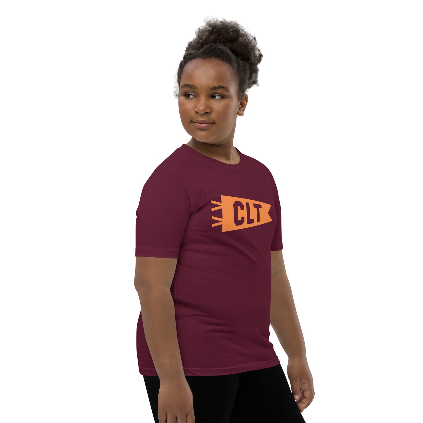 Kid's Airport Code Tee - Orange Graphic • CLT Charlotte • YHM Designs - Image 03