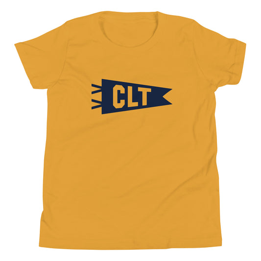 Kid's Airport Code Tee - Navy Blue Graphic • CLT Charlotte • YHM Designs - Image 02
