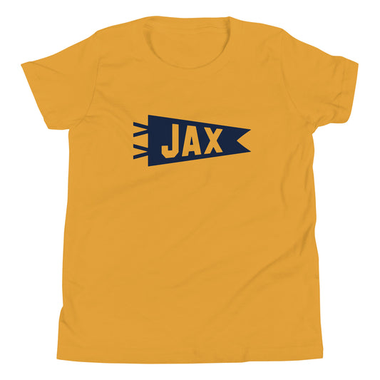 Kid's Airport Code Tee - Navy Blue Graphic • JAX Jacksonville • YHM Designs - Image 02