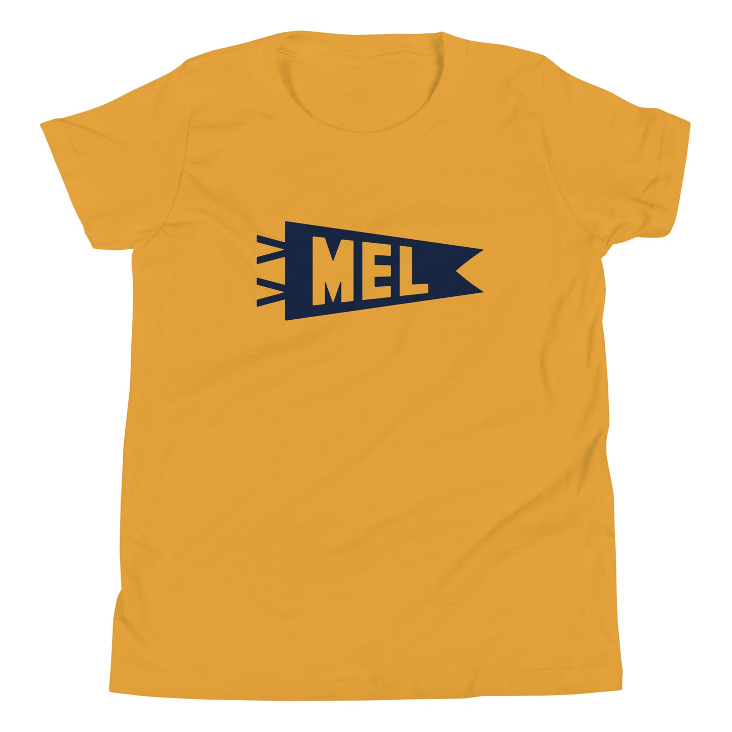 Kid's Airport Code Tee - Navy Blue Graphic • MEL Melbourne • YHM Designs - Image 02