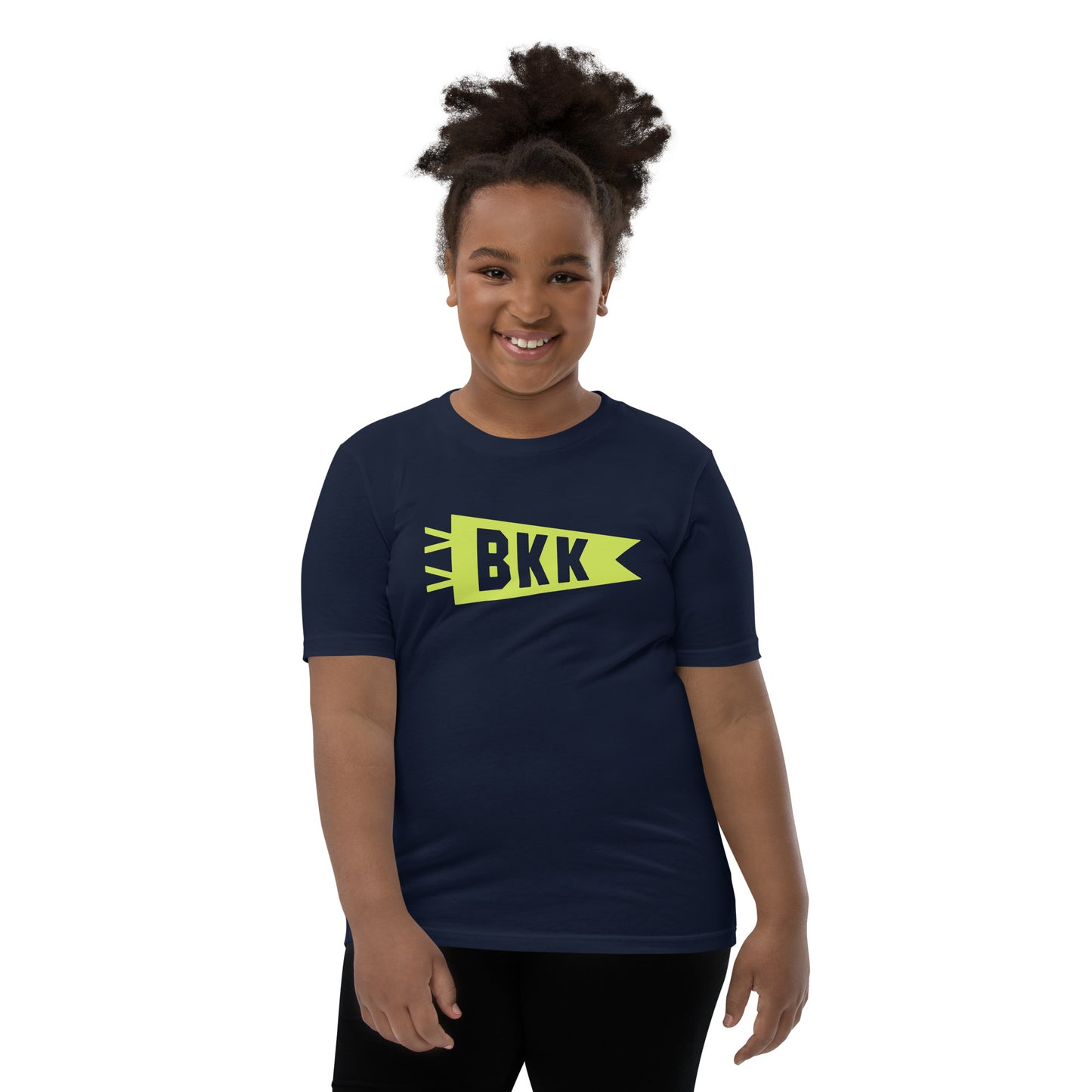 Kid's Airport Code Tee - Green Graphic • BKK Bangkok • YHM Designs - Image 05