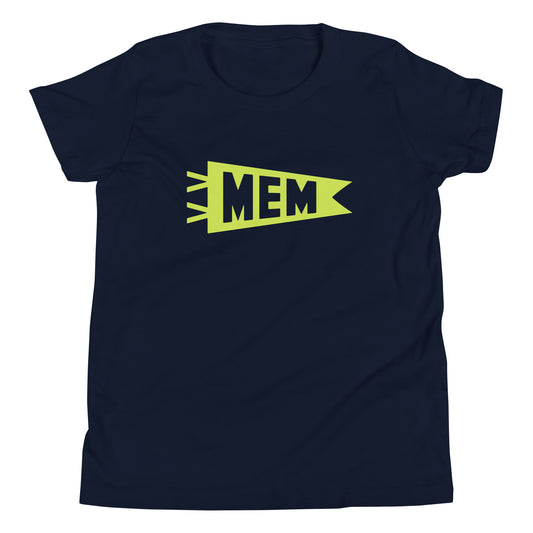 MEM Memphis Kid's T-Shirt • Banner Design in Green • YHM Designs - Image 01