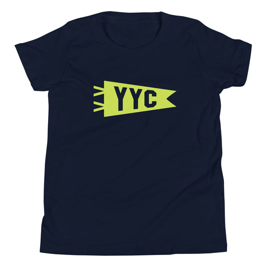 YYC Calgary Kid's T-Shirt • Banner Design in Green • YHM Designs - Image 01