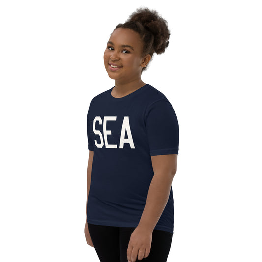 Kid's T-Shirt - White Graphic • SEA Seattle • YHM Designs - Image 02