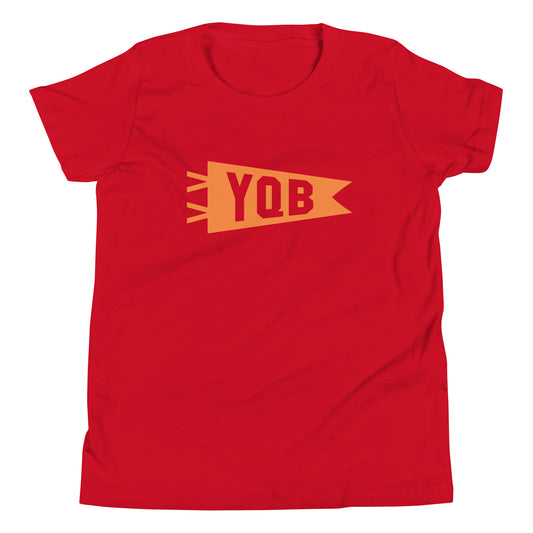YQB Quebec City Kid's T-Shirt • Banner Design in Orange • YHM Designs - Image 02