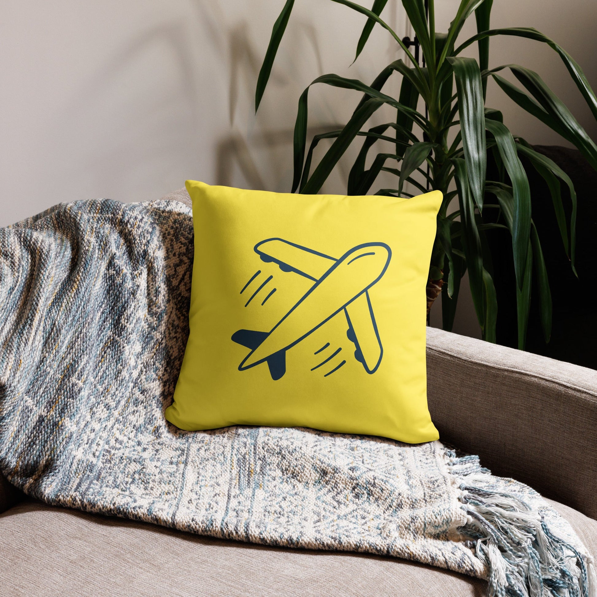 DXB Dubai Throw Pillow • Playful Airplane Design • YHM Designs - Image 04