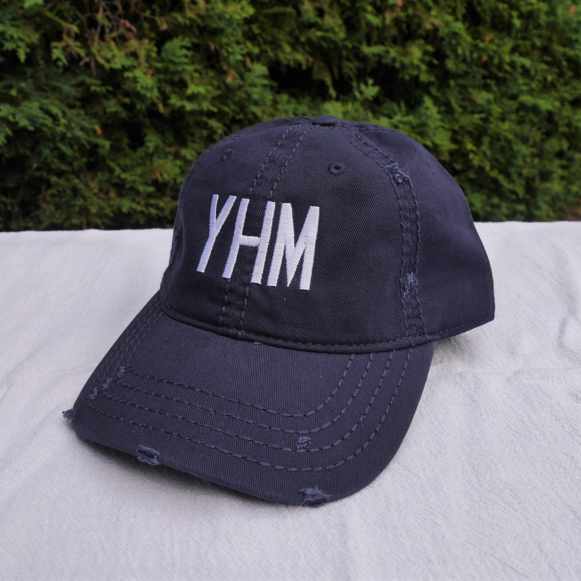 Airport Code Distressed Hat - White • YZF Yellowknife • YHM Designs - Image 21