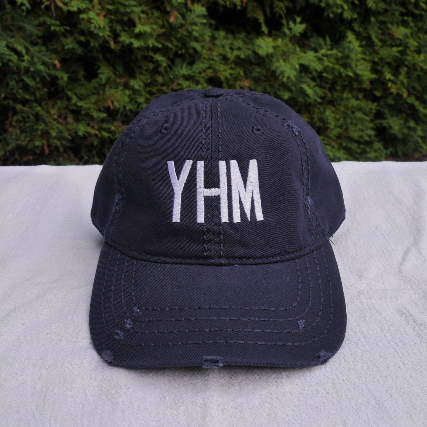 Airport Code Distressed Hat - White • YZF Yellowknife • YHM Designs - Image 22