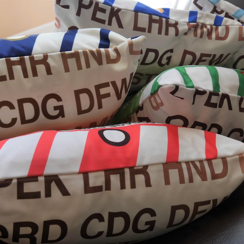 FDF Fort-de-France Throw Pillow • Jet Age Baggage Tag Design • YHM Designs - Image 12