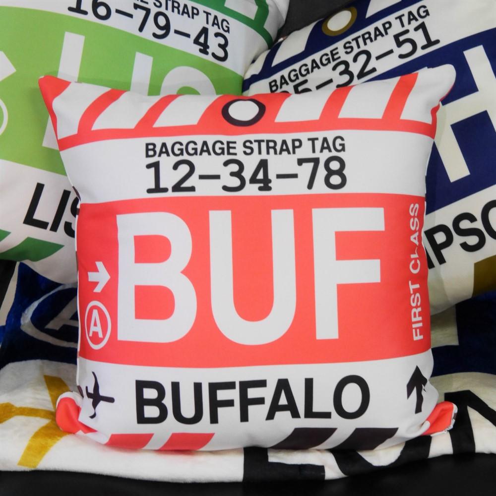 YBA Banff Throw Pillow • Jet Age Baggage Tag Design • YHM Designs - Image 04