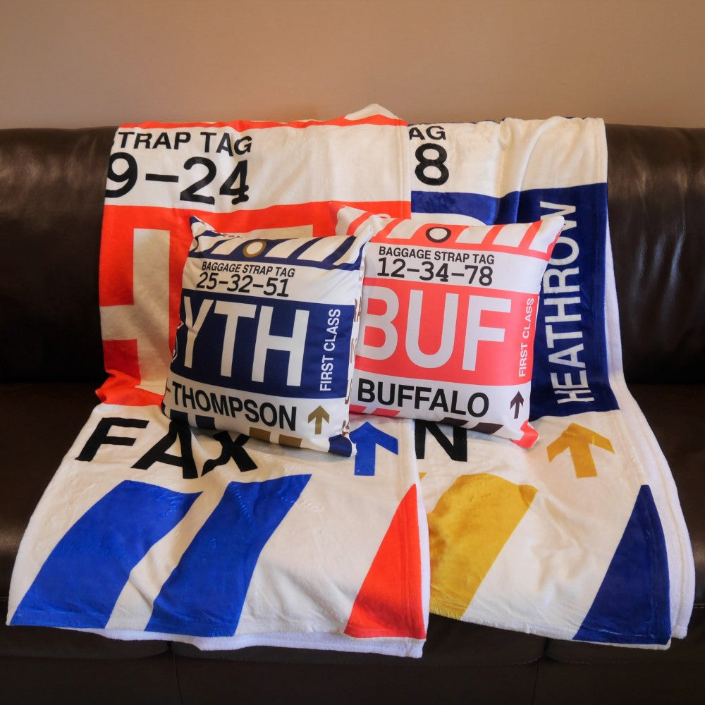 KTM Kathmandu Throw Blanket • Jet Age Baggage Tag Design • YHM Designs - Image 07