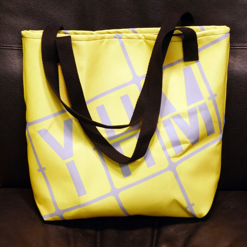 YEG Edmonton Tote Bag • Buttercup Yellow with Air Force Lettering in White • YHM Designs - Image 07